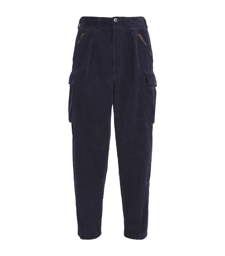 Polo Ralph Lauren Mens Cotton Corduroy Cargo Trousers Navy Image 1