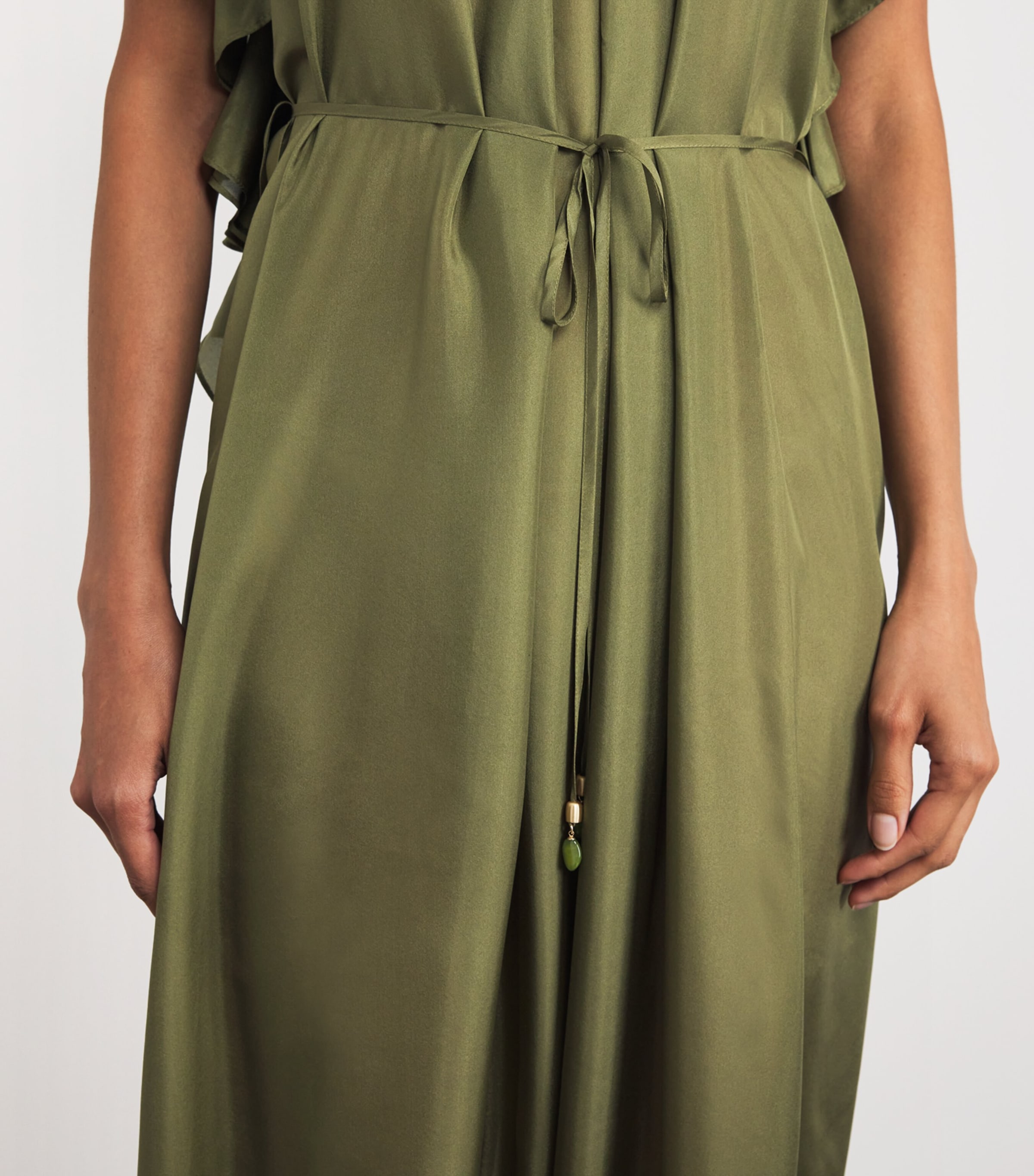 Silk Ruffled Rhiannon Midi Dress OLV/OLIVE Image 4