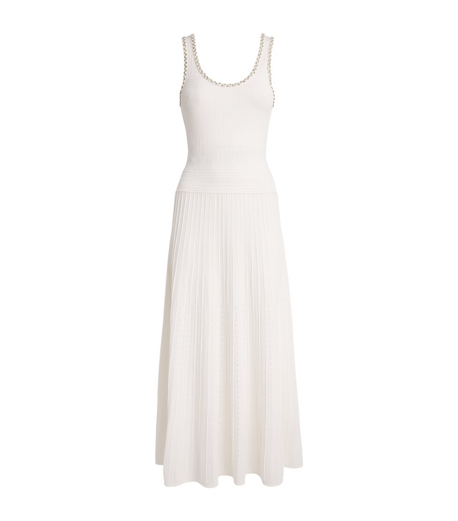 Sandro Paris Womens Knitted Embellished Midi Dress White Image 1