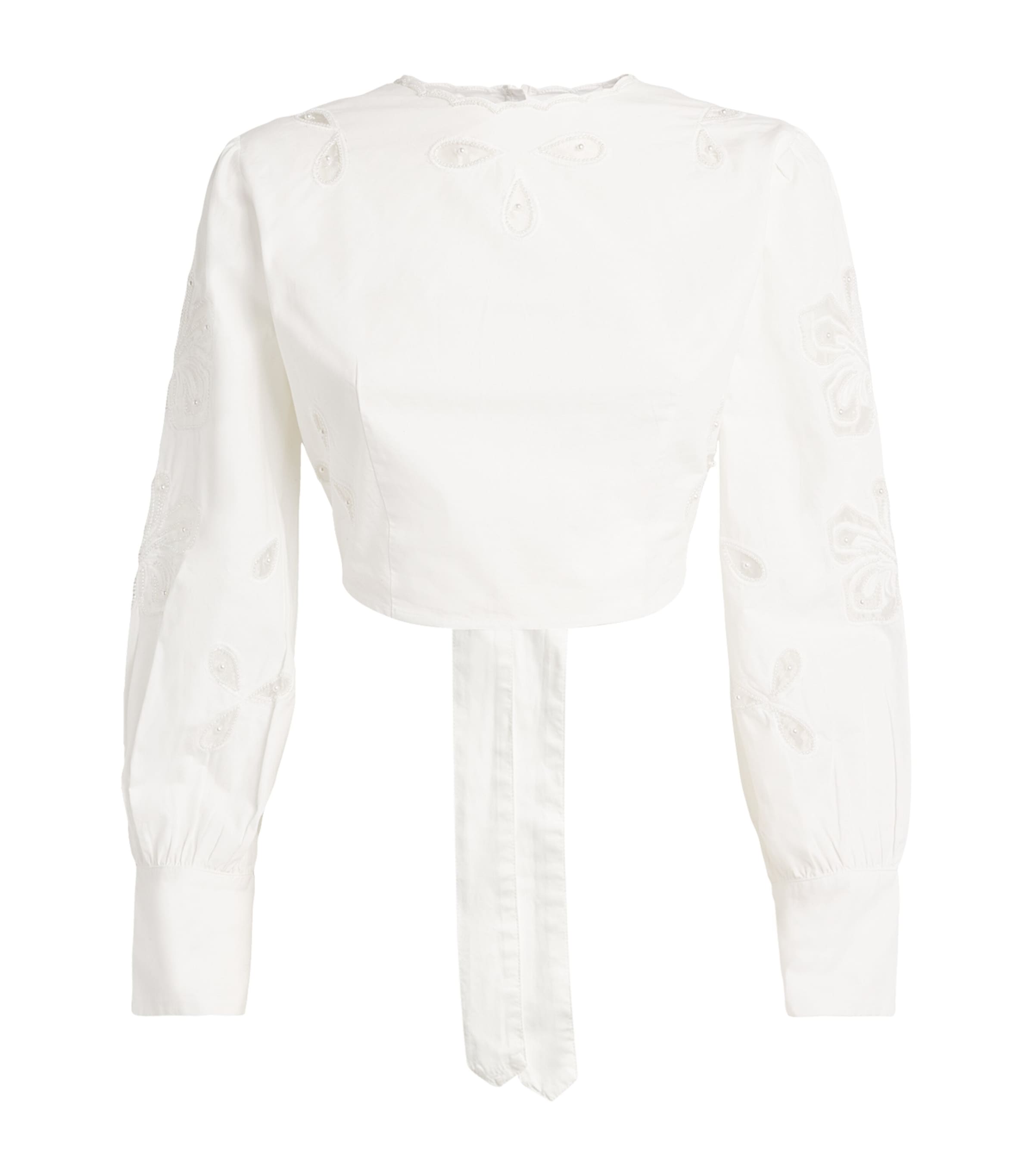Sandro Cotton Embellished Cropped Blouse