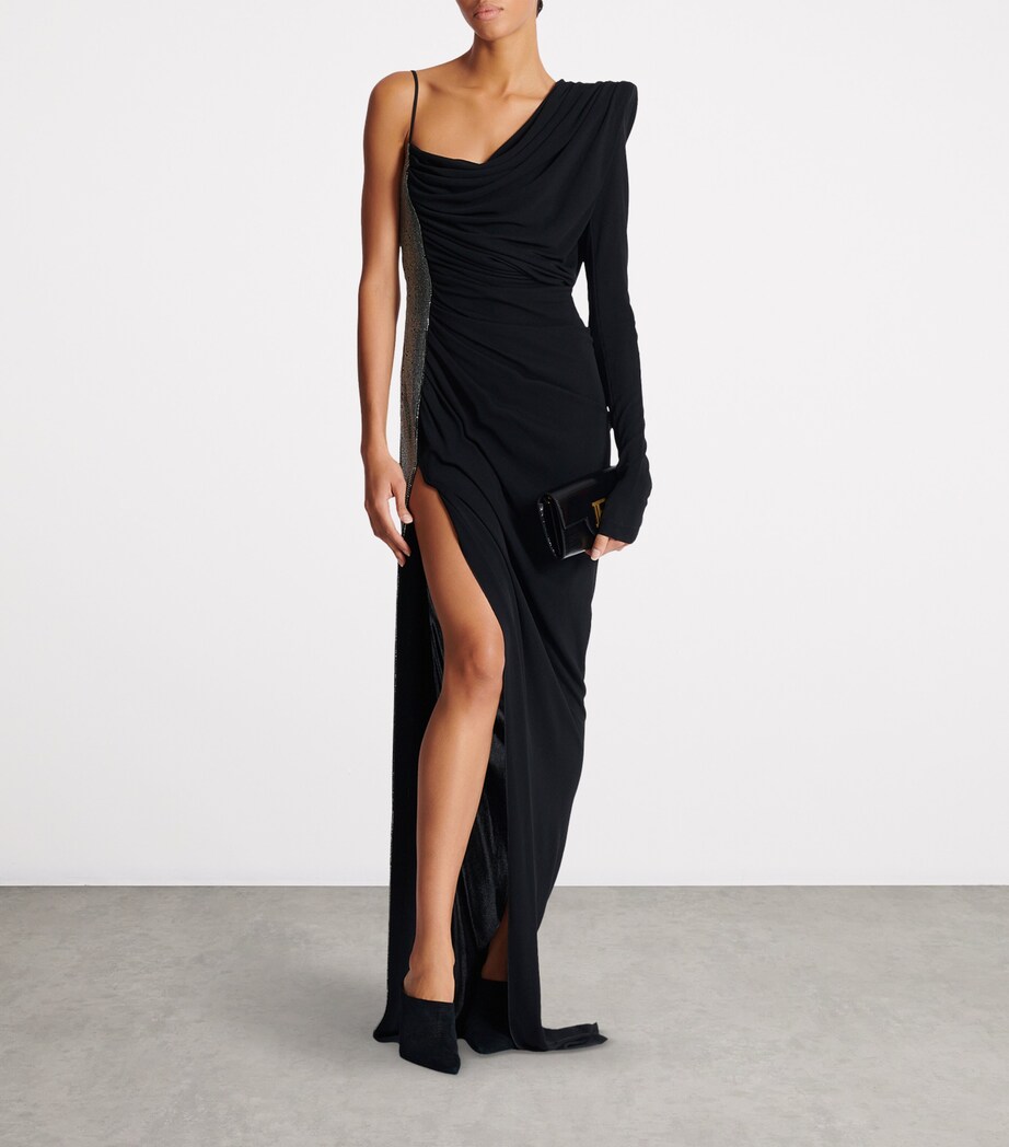 Asymmetric Draped Maxi Dress EAC NOIR/ARGENT Image 6