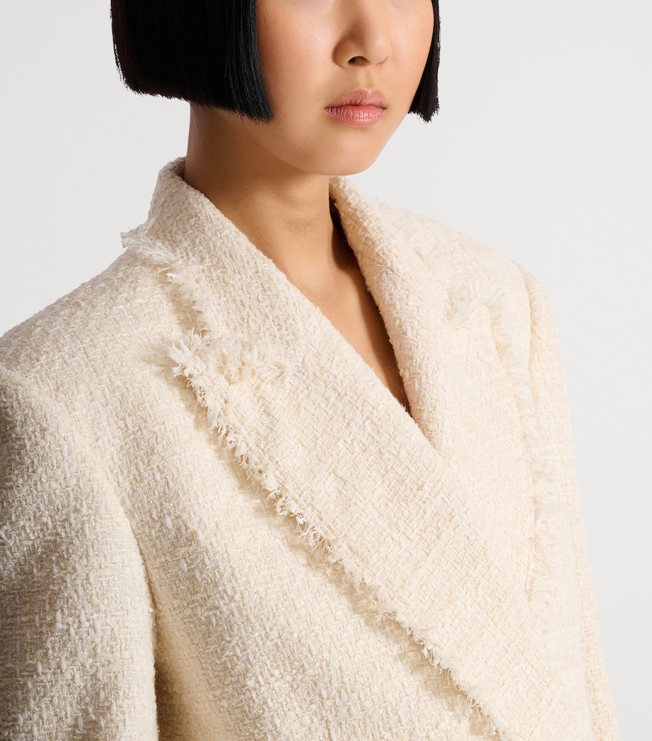 Balmain Womens Tweed Double-Breasted Blazer Blanc Image 5