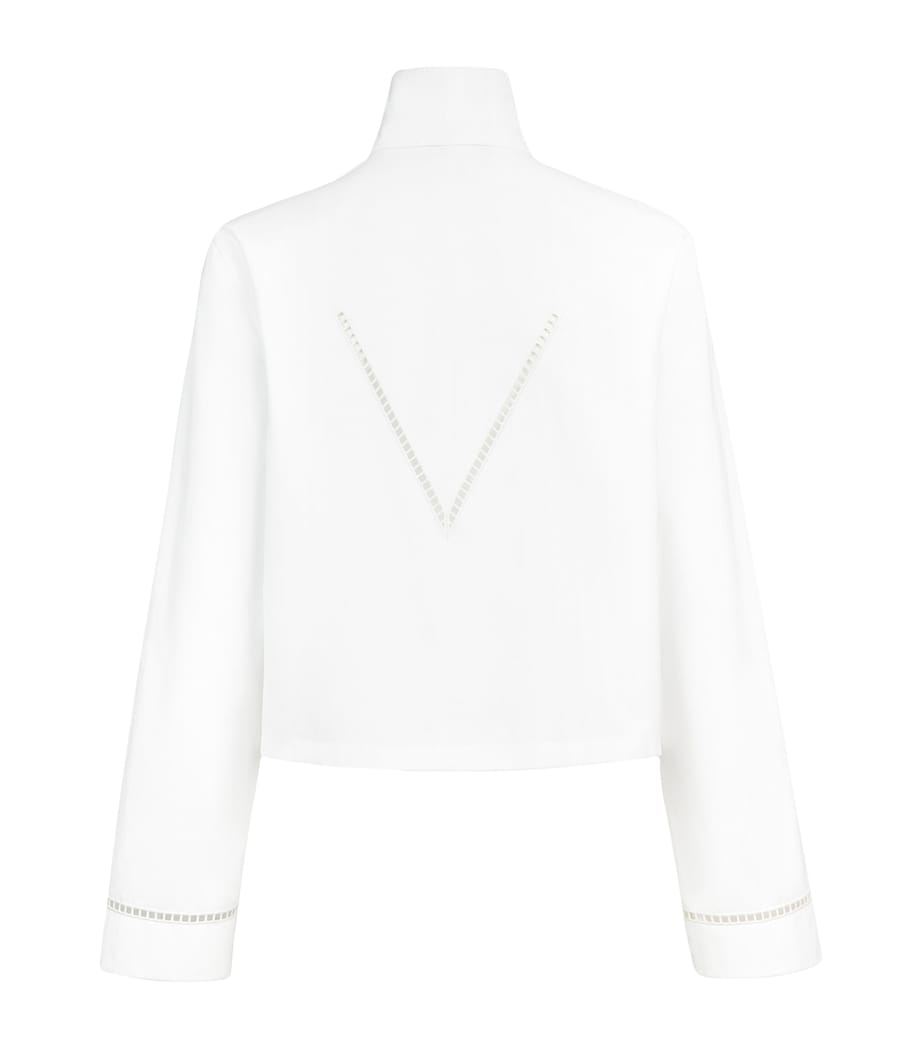 Alaïa Womens Cotton Funnel-Neck Shirt White Image 2