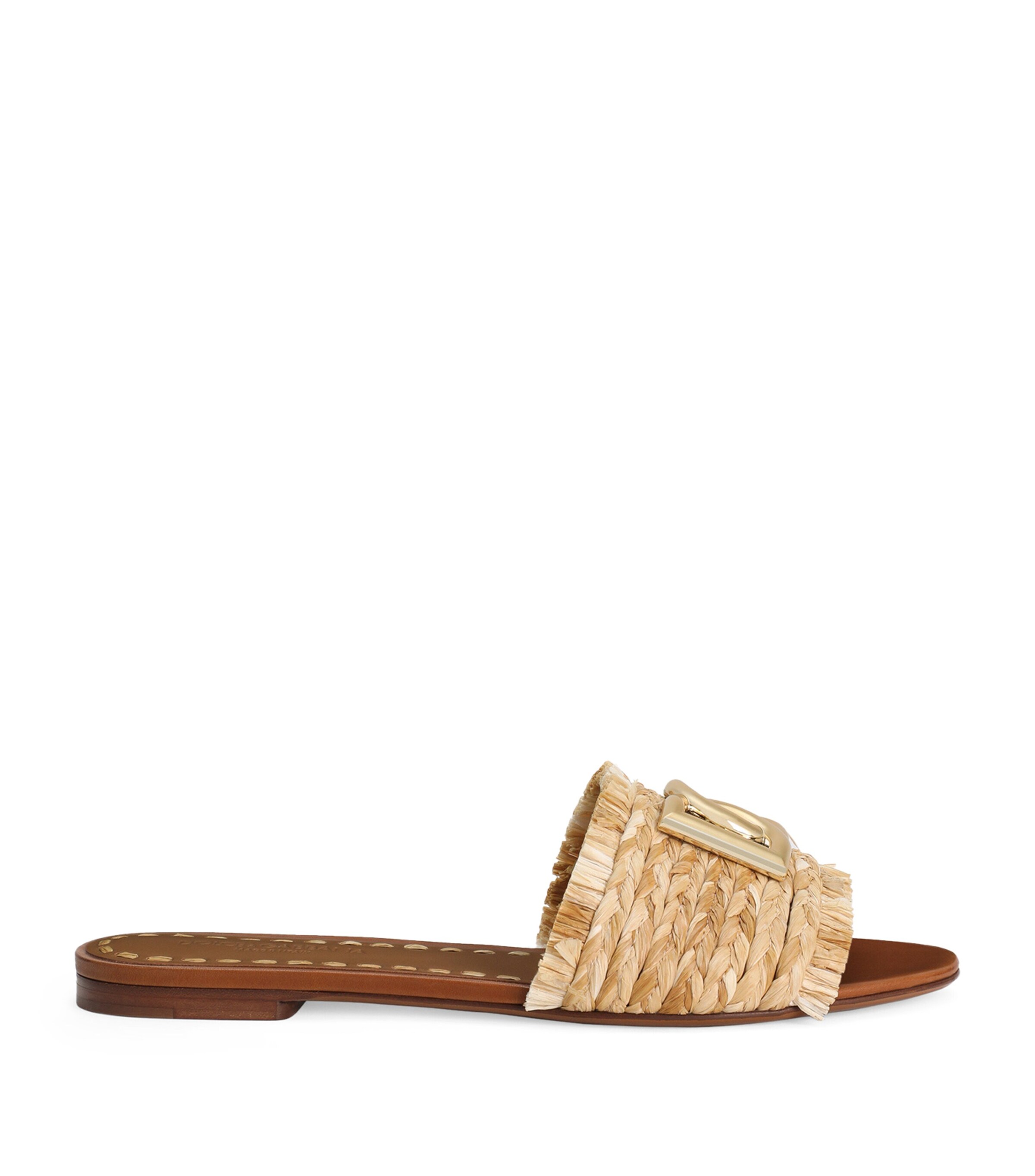 Dolce & Gabbana Fringe-Detail Logo Sandals | Holiday Shop | Womens | Sandals | Women Shoes | Flat Sandals | Designers | Dolce & Gabbana | Women Clothing | Co-ords