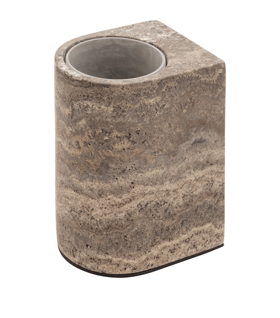 Giobagnara Marble-Effect Nobble Toilet Brush Holder Travotino Titanium Image 1