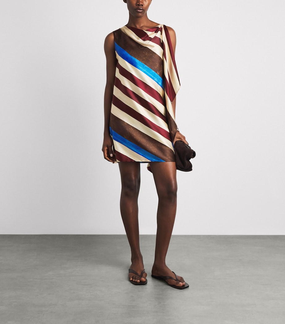 STAUD Womens Stretch-Silk Sabina Mini Dress Caffe Stripe Cfst Image 2