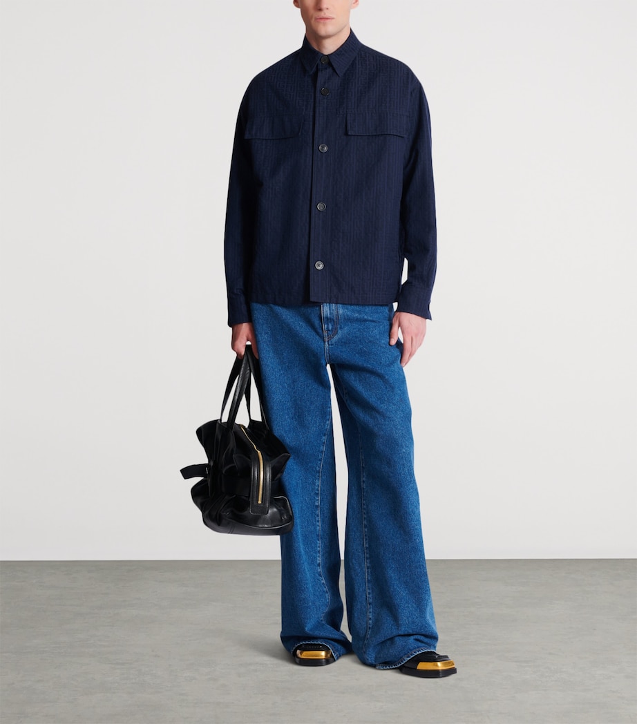 Cotton Monogram Jacquard Overshirt 6UB MARINE Image 3