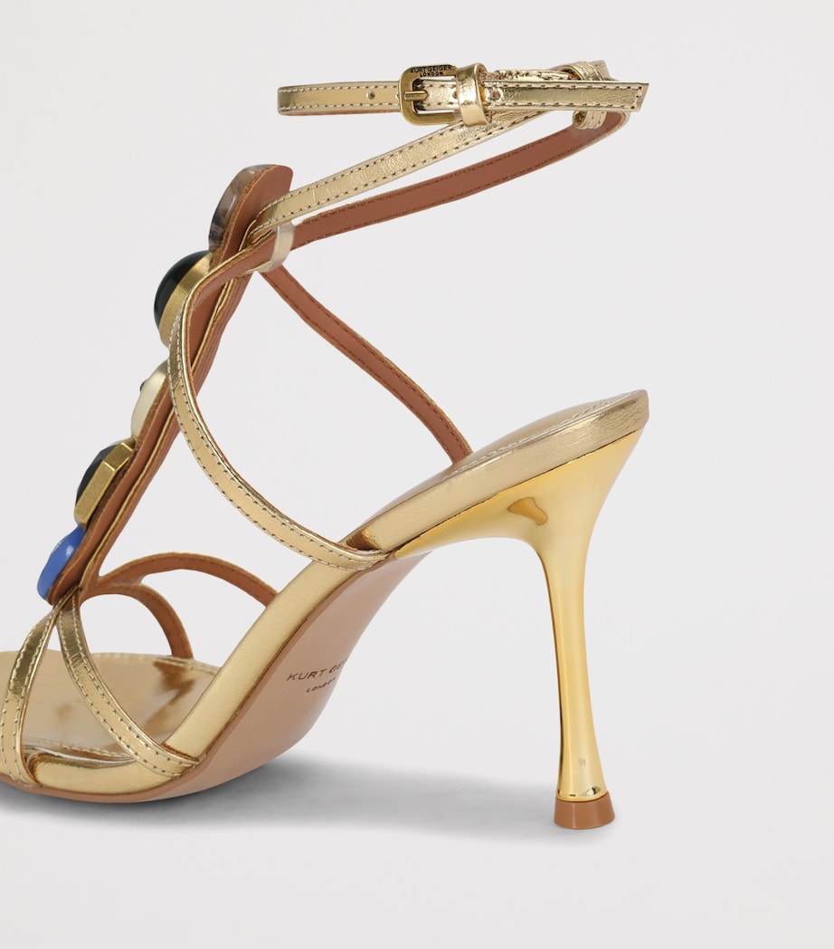 Kurt Geiger London Leather Embellished LouLou Heeled Sandals 90 Gold Image 3