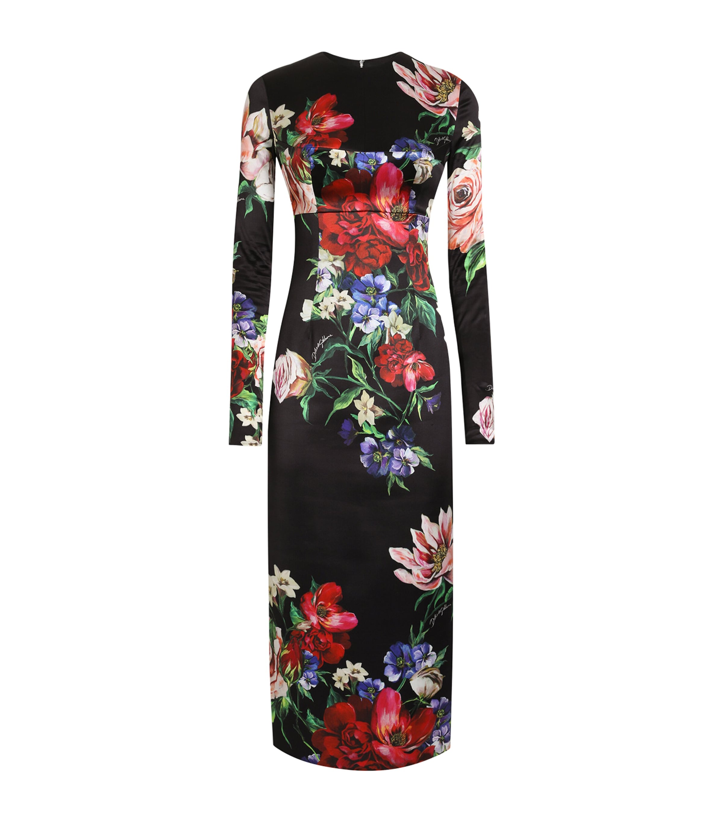 Dolce & Gabbana Satin Floral Print Midi Dress | Harrods US