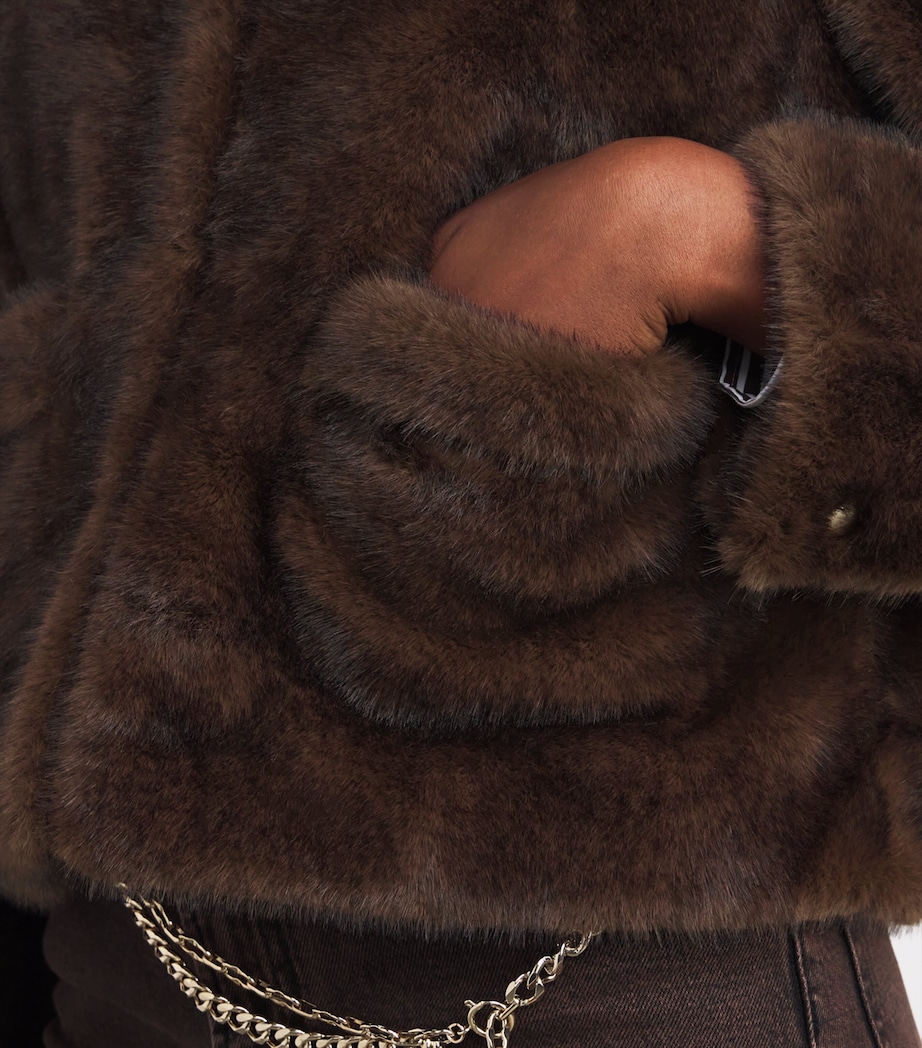 Faux Fur Coat BROWN Image 6