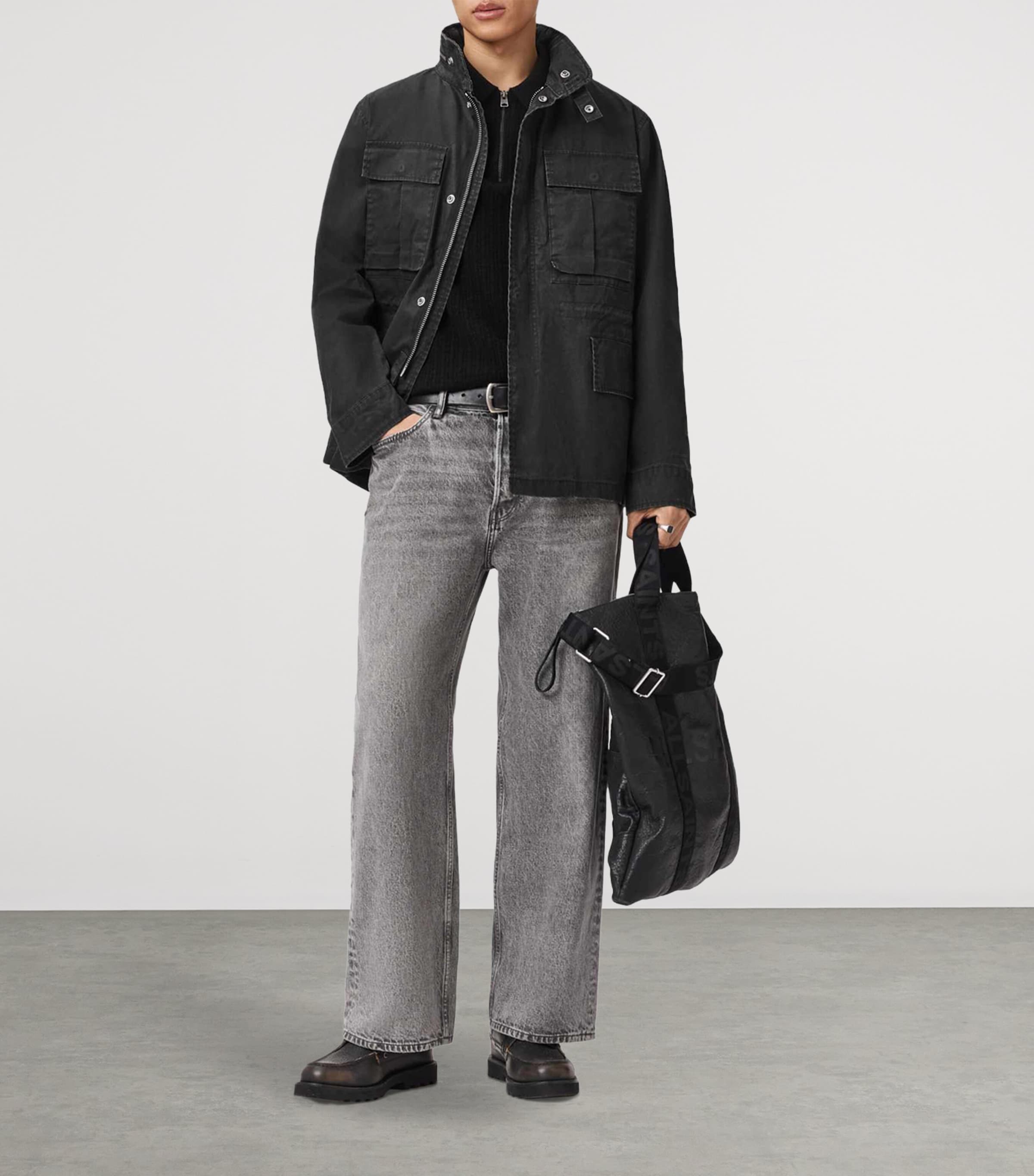 AllSaints Mens Organic Cotton Valen Jacket Washed Black Image 3