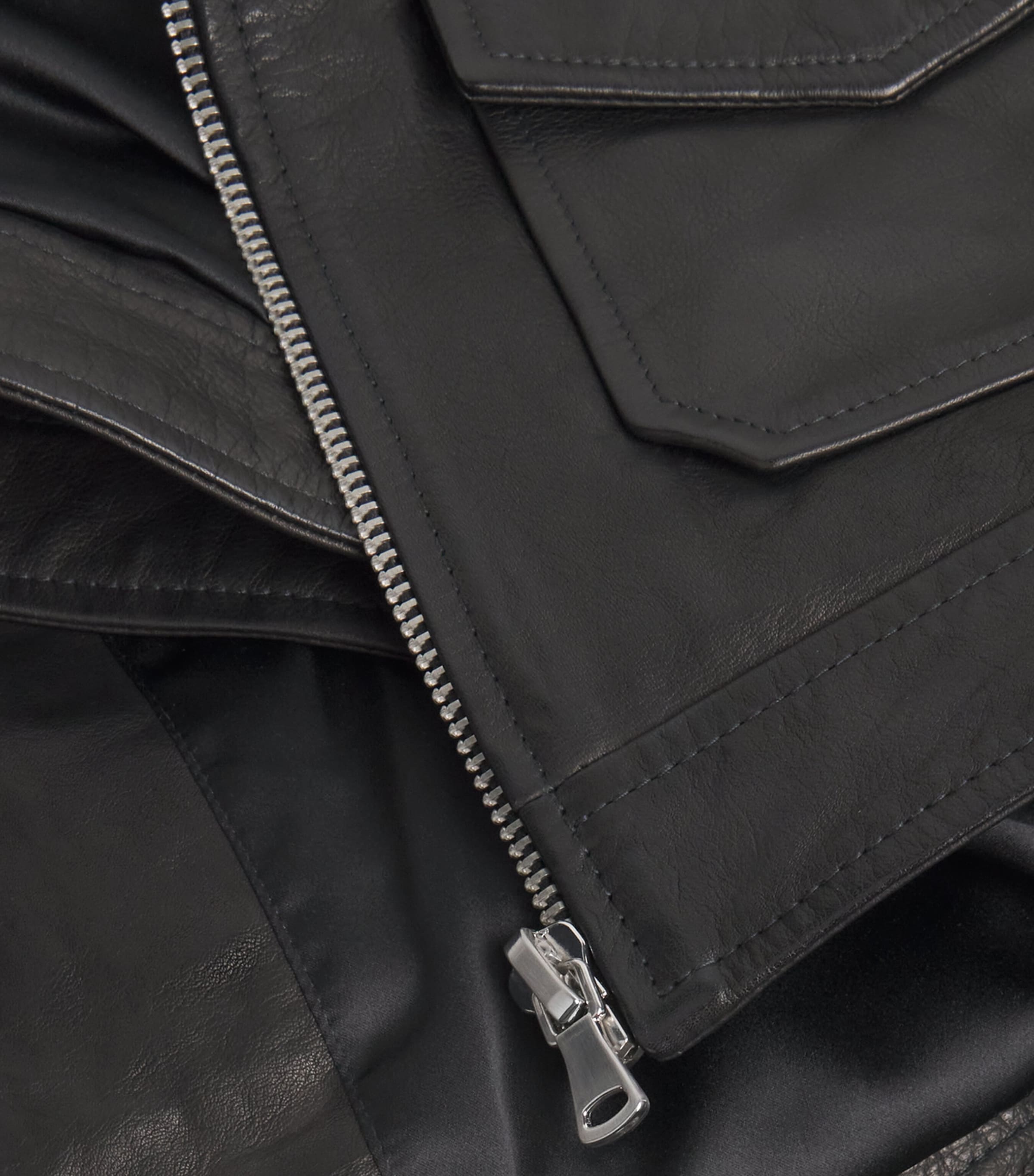Cropped Clyde Leather Jacket BLACK Image 5