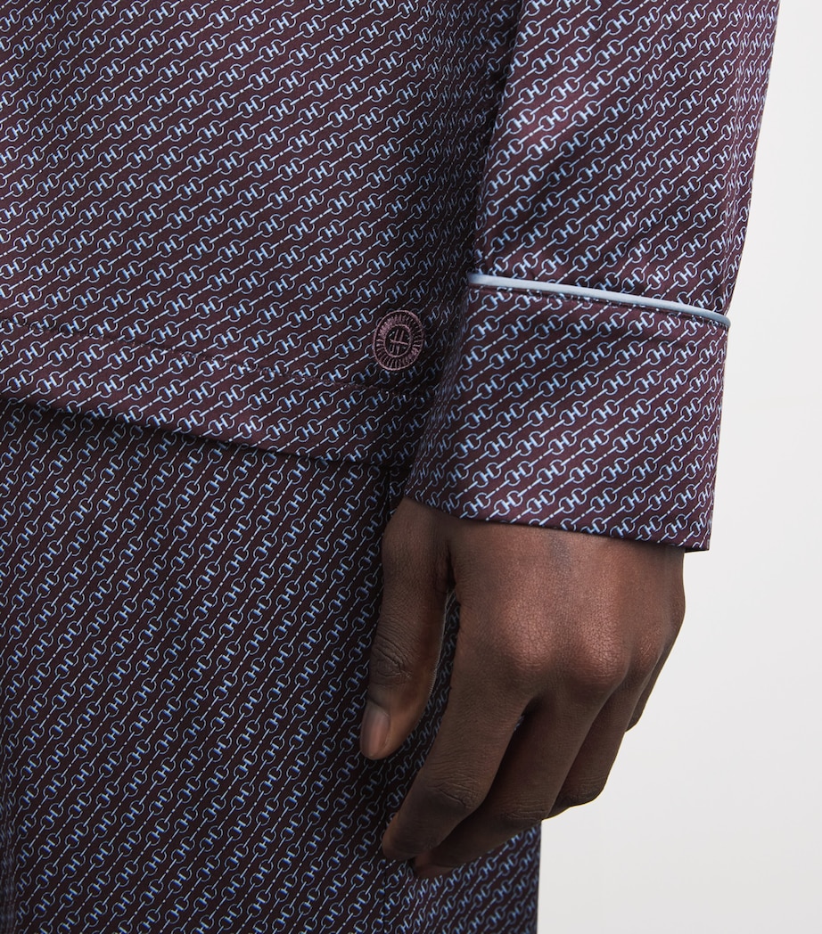 Silk Snaffle Print Pyjama Set BURGUNDY Image 6