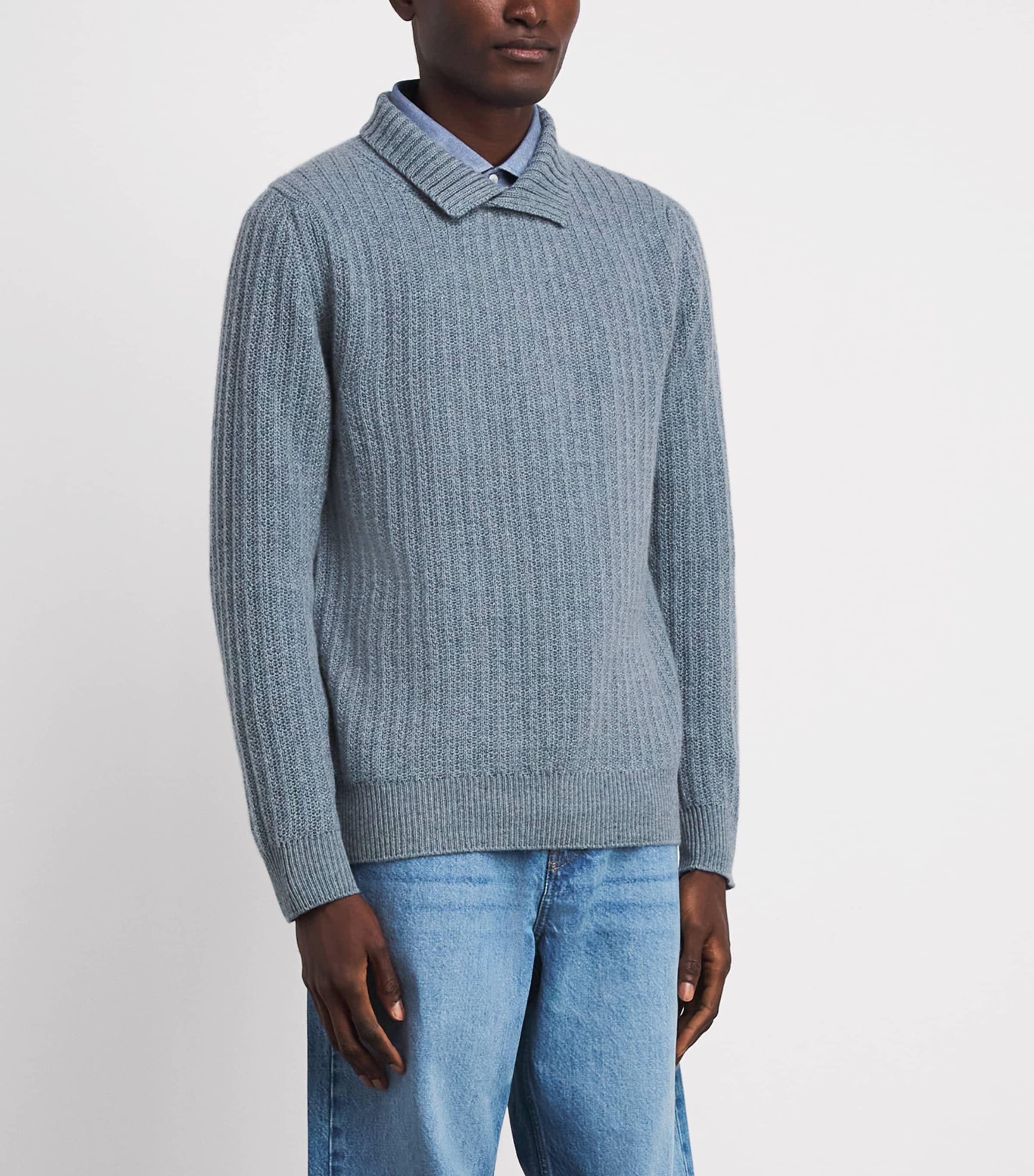 Maurizio Baldassari Mens Cashmere High-Neck Sweater Light Blue Image 4