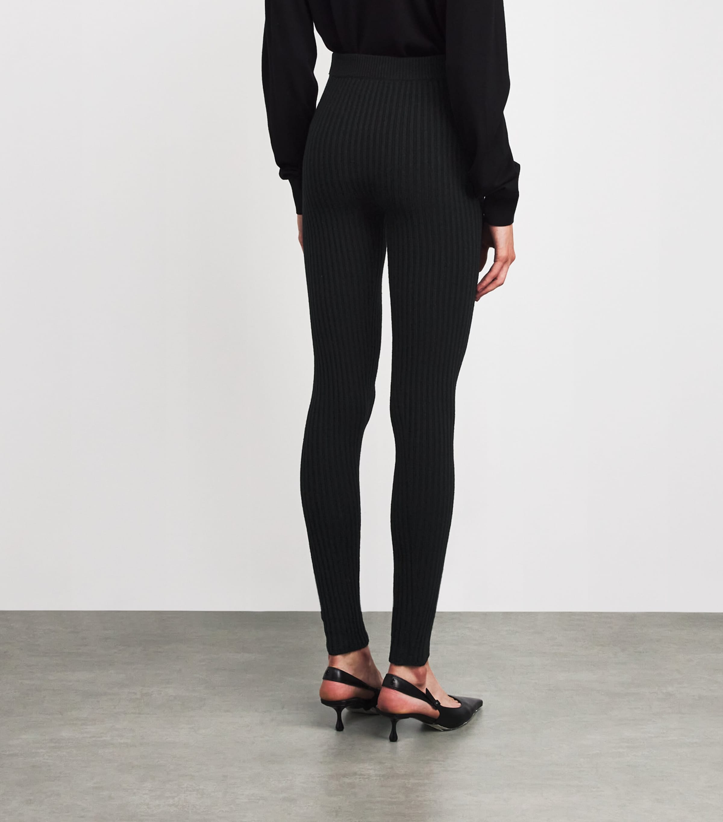 Wool-Blend Rib-Knit Leggings BLACK Image 4