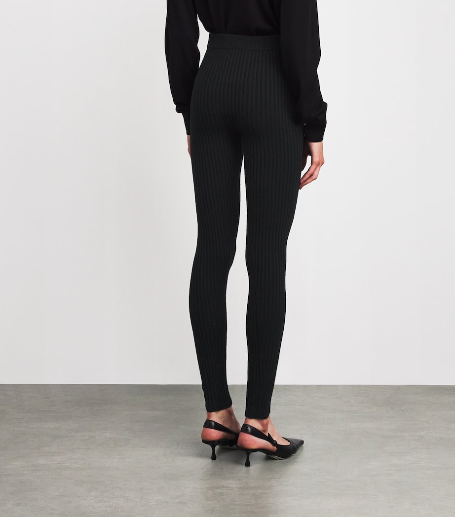 Wool-Blend Rib-Knit Leggings BLACK Image 4