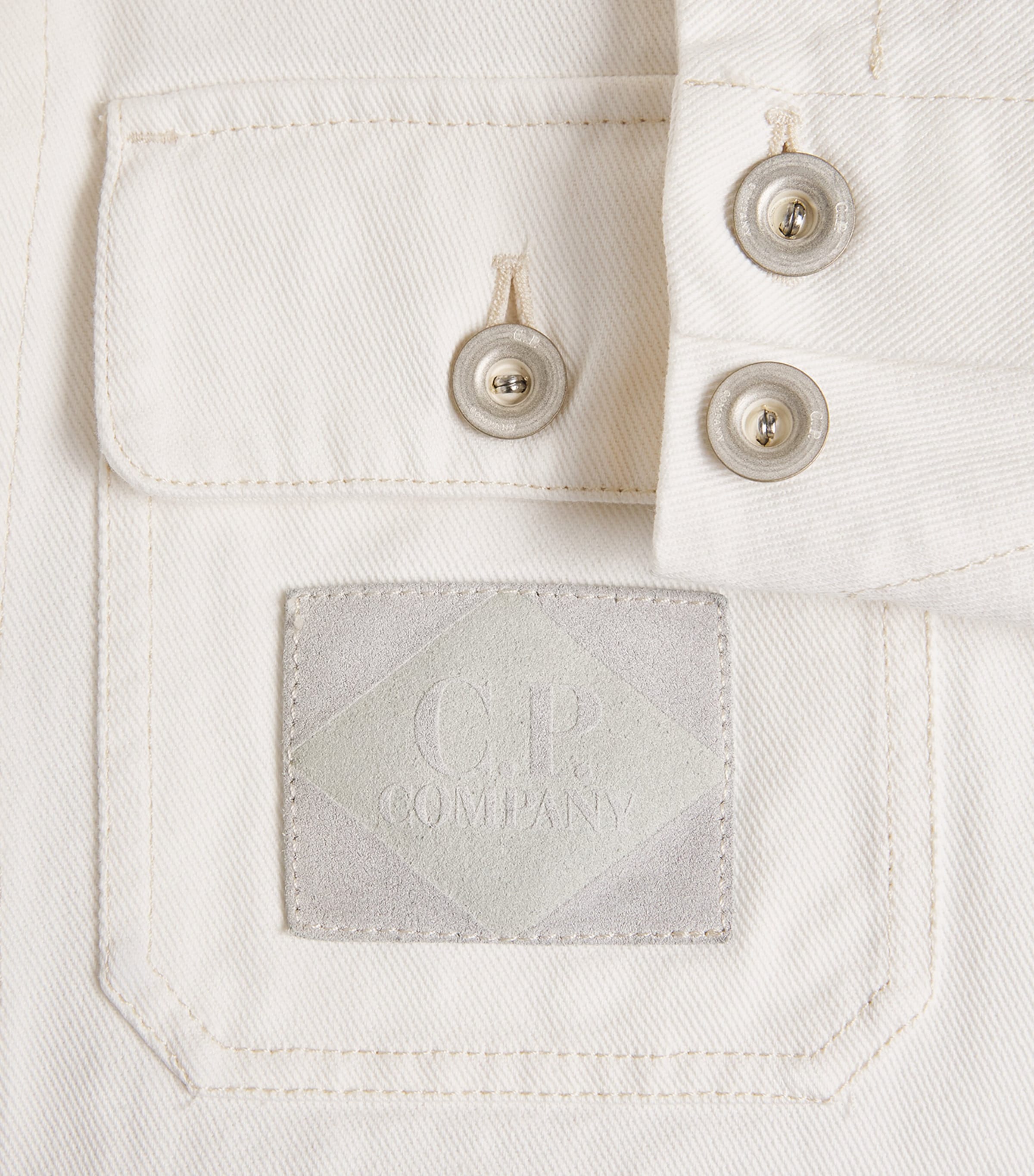C.P. Company Mens Pocket-Detail Denim Jacket Gauze White Image 6
