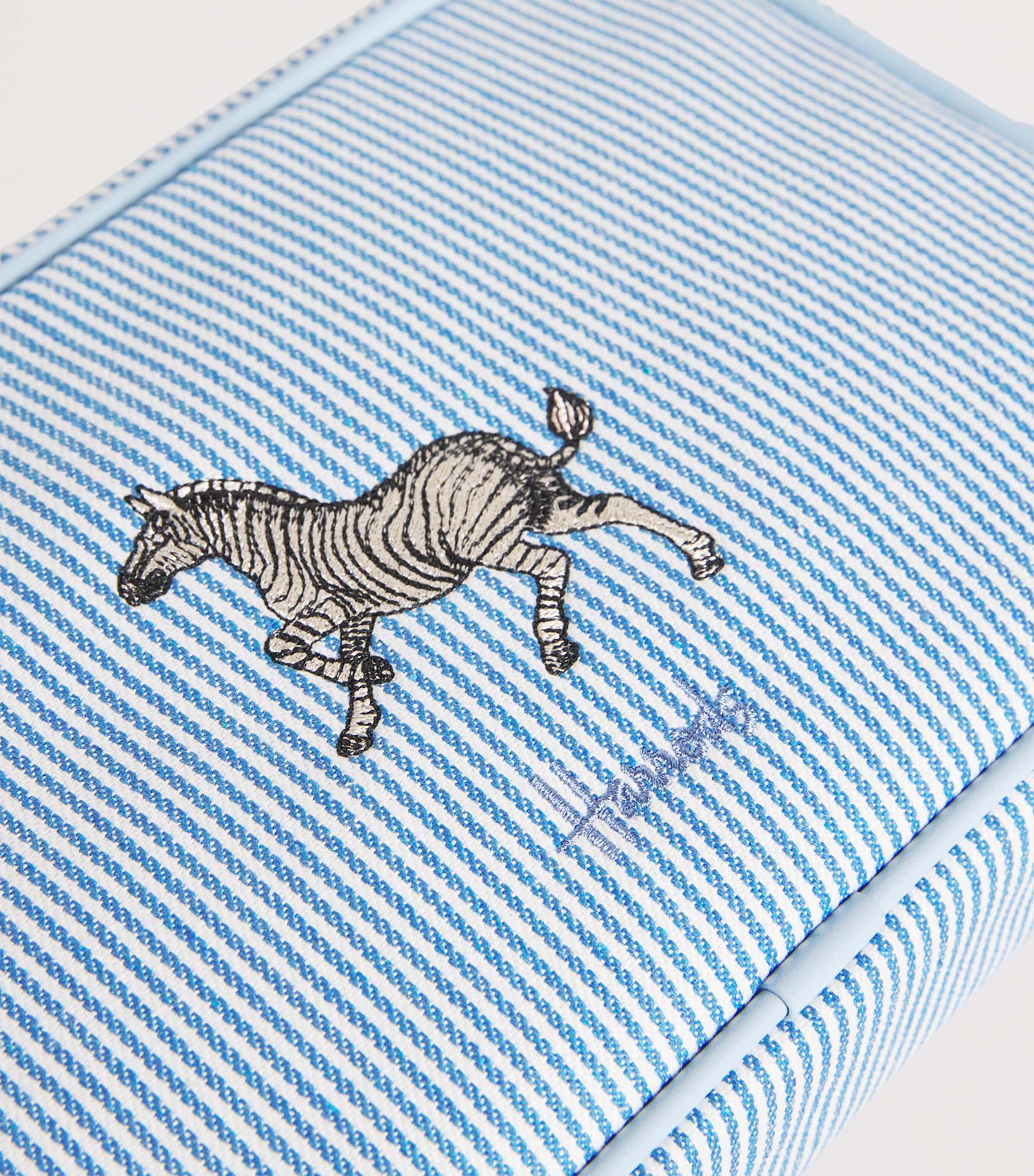 Stripe Embroidered Nursery Pouch PALE BLUE Image 4