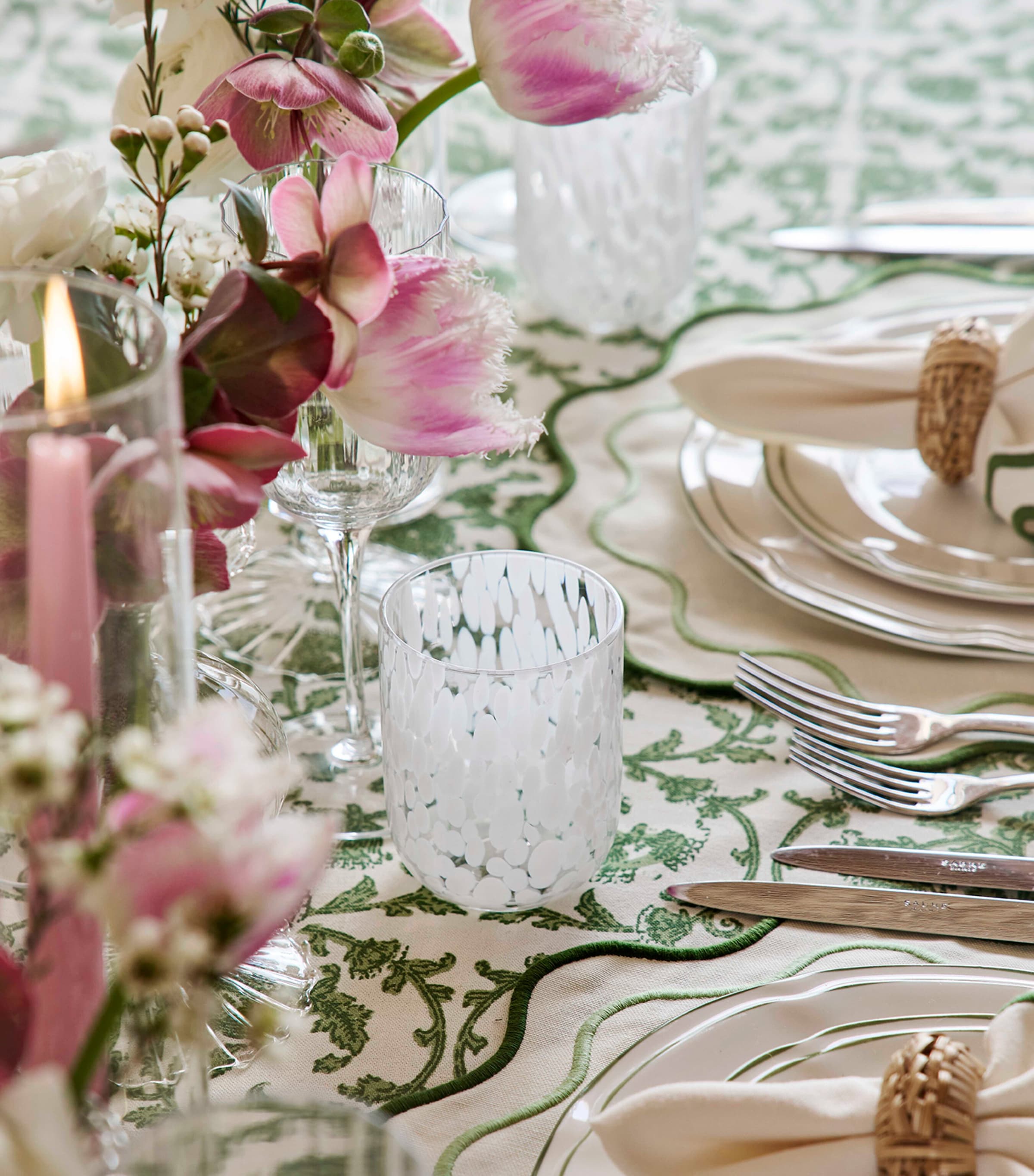 Set of 4 White Dappled Tumblers (10cm) WHITE Image 2