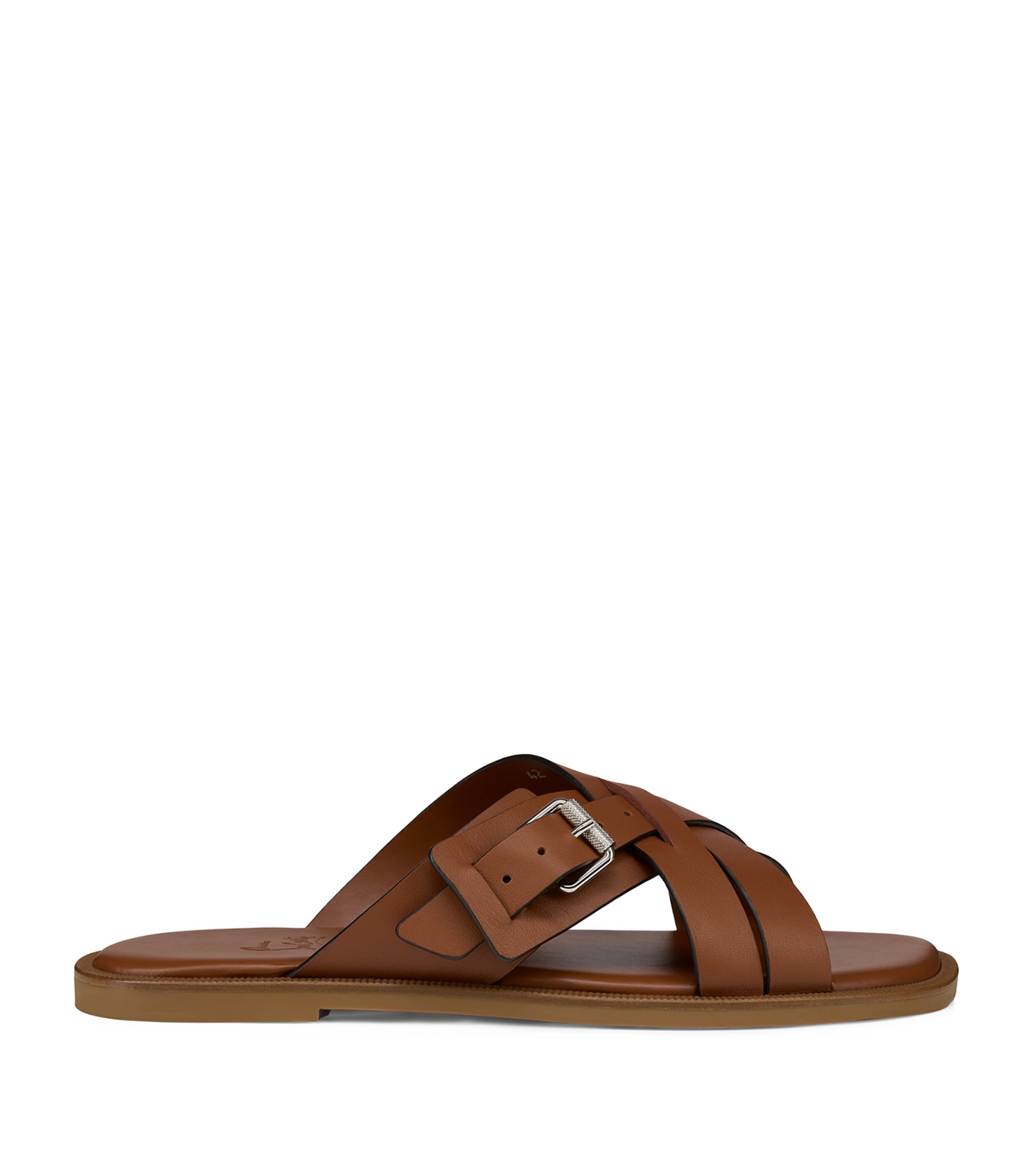 Christian Louboutin Emircross Calfskin Mules In Brown