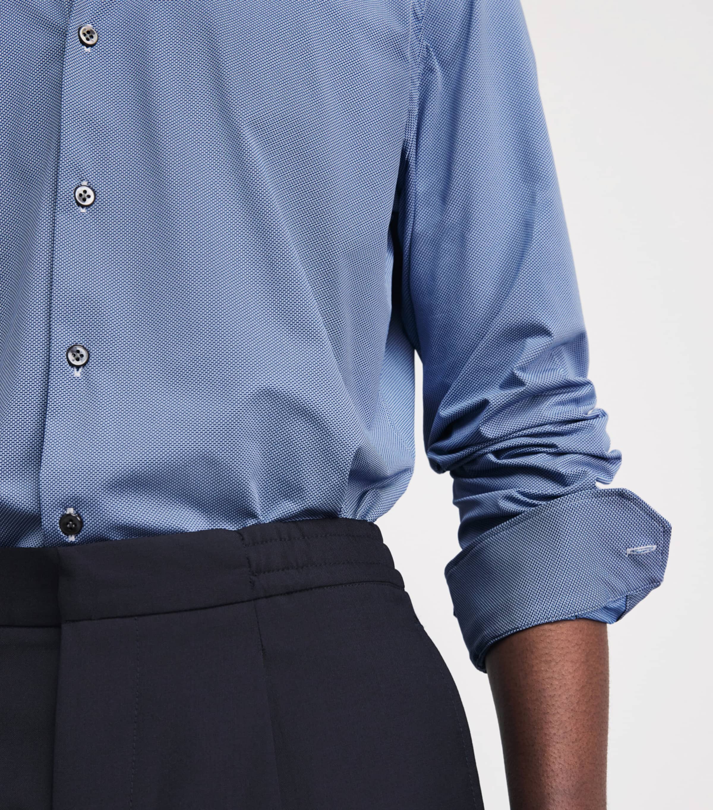 Pal Zileri Mens Jacquard Micro-Pattern Shirt Light Blue Image 3