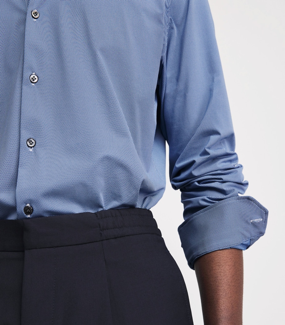 Pal Zileri Mens Jacquard Micro-Pattern Shirt Light Blue Image 3