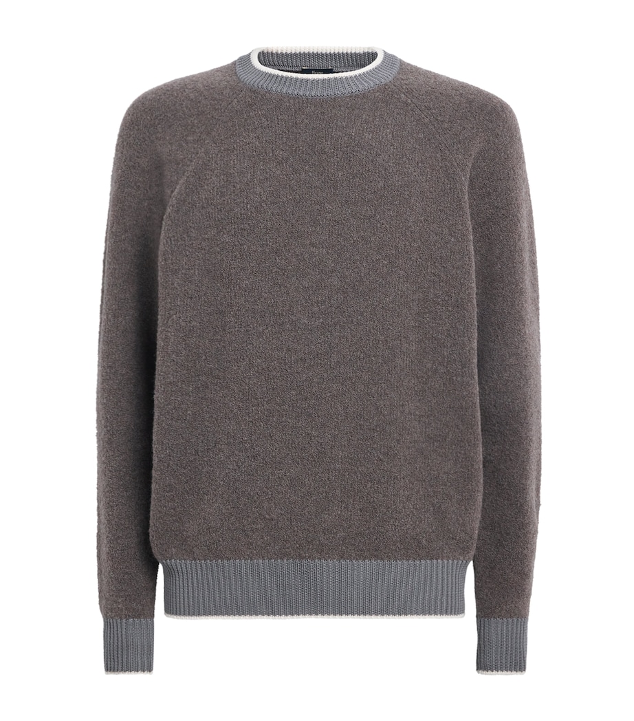Herno Mens Wool-Blend Crew-Neck Sweater Tortora Image 1
