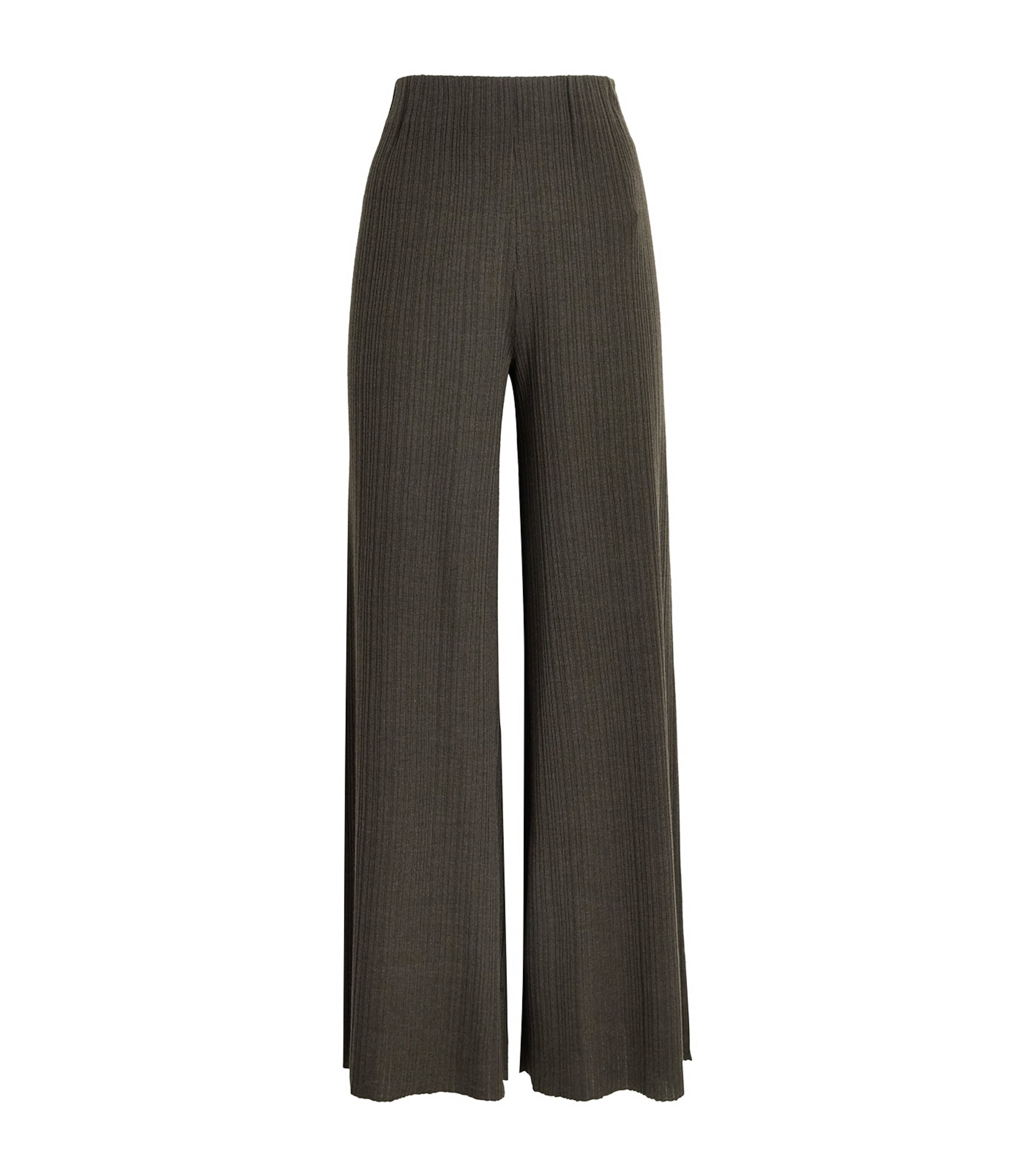 Agnona Womens Cashmere-Wool-Silk Corteccia Stitch Trousers Green Olive Image 1