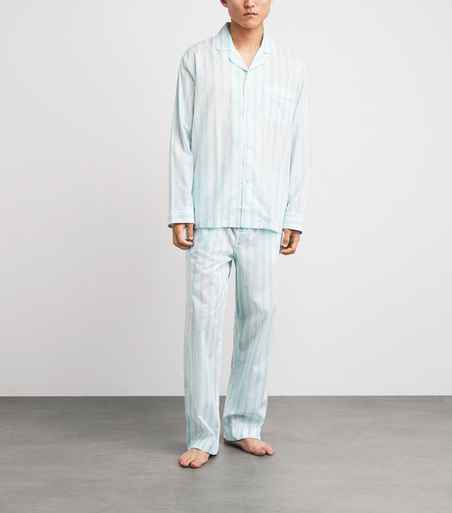 Derek Rose Mens Cotton Amalfi Pyjama Set Blu Image 2