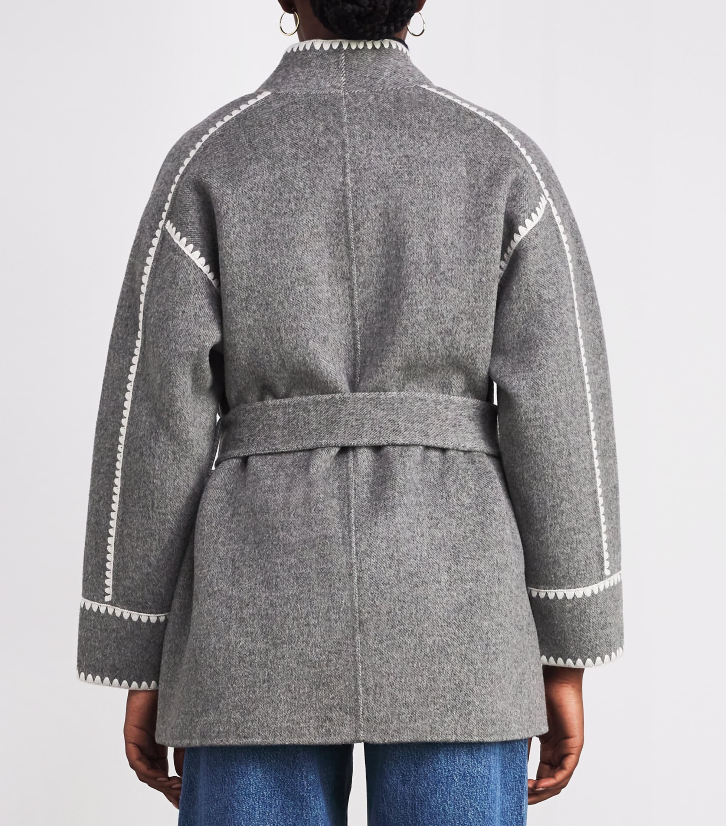 Wool-Blend Wrap Coat GREY/WHITE Image 4