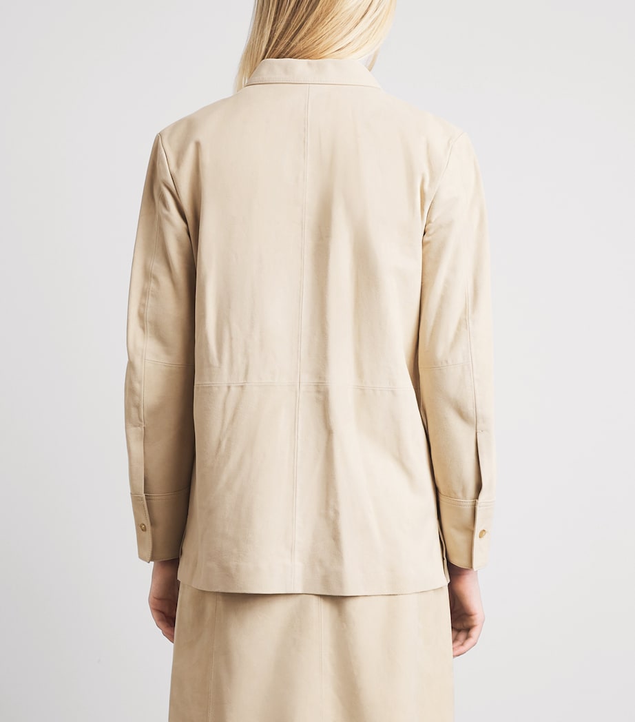 Vince Womens Suede Overshirt Sand Beige Image 5
