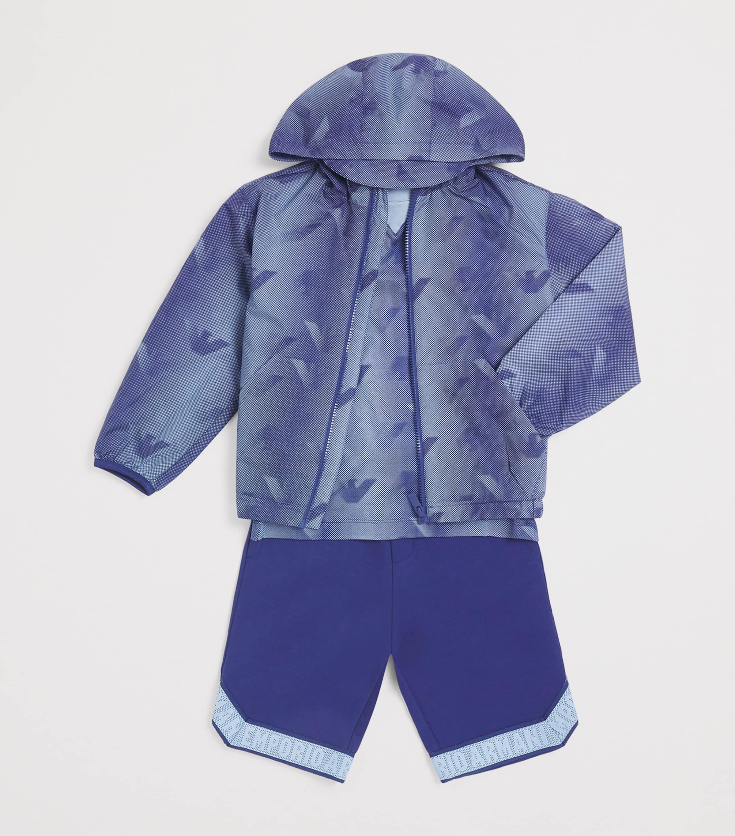Logo Hooded Windbreaker (4-16 Years) U9360 SOFT CHAMBRAY Image 3
