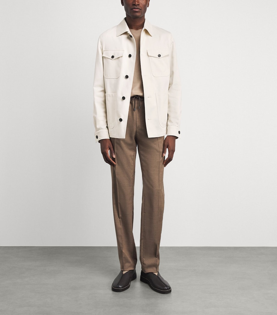 Corneliani Mens Cotton-Cashmere Overshirt Natural / Beige Image 2