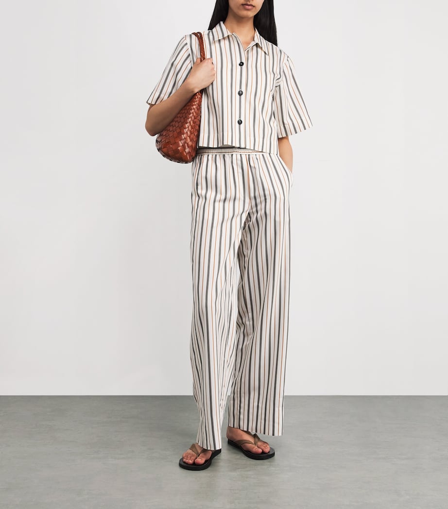 Twill Stripe Crop Shirt WHITE/TOBACCO Image 2