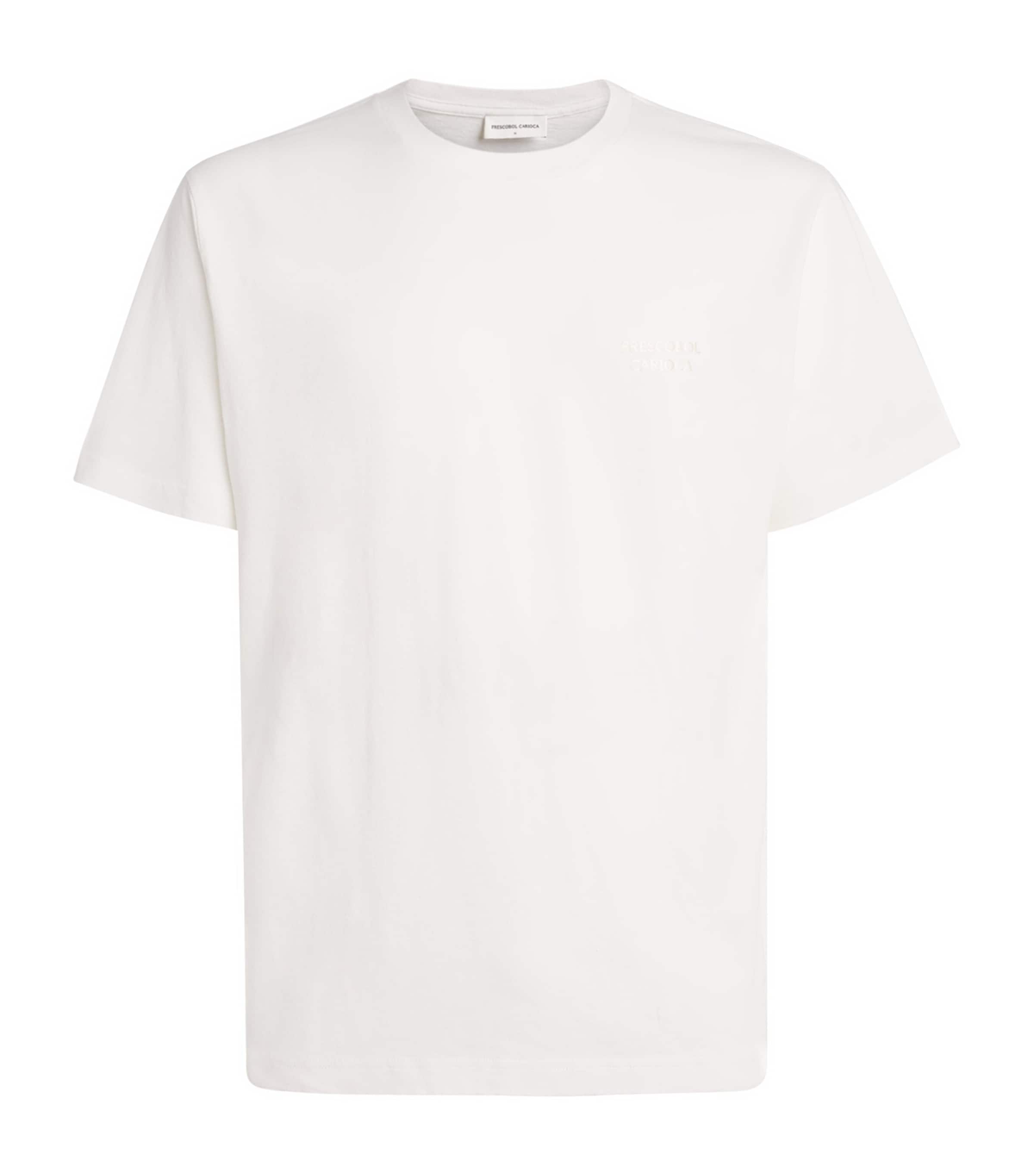Frescobol Carioca Mens Cotton-Linen Dinis T-Shirt Cream Image 1
