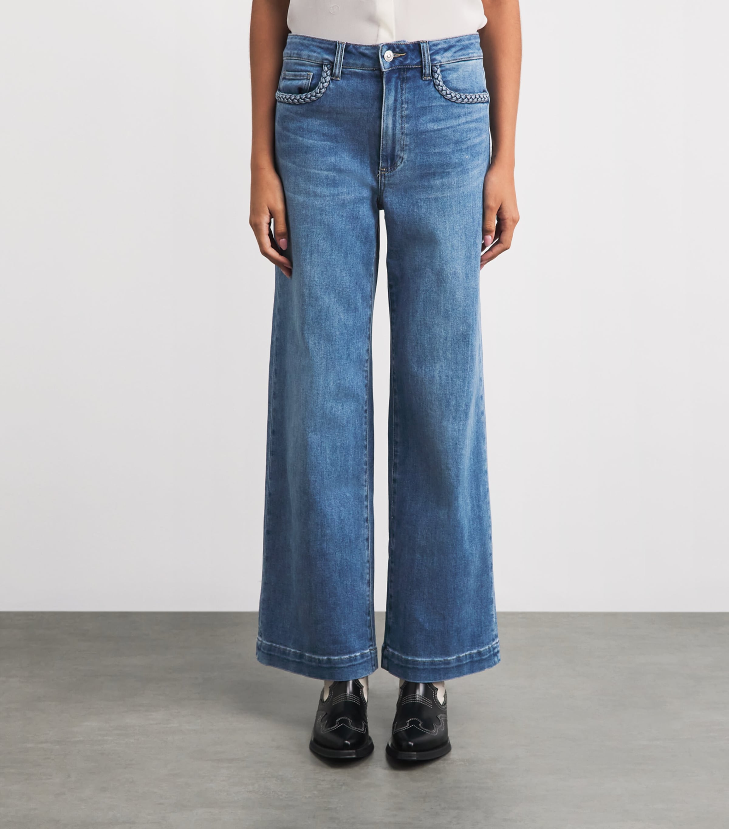 PAIGE Womens Anessa Wide-Leg Jeans Encino Image 4