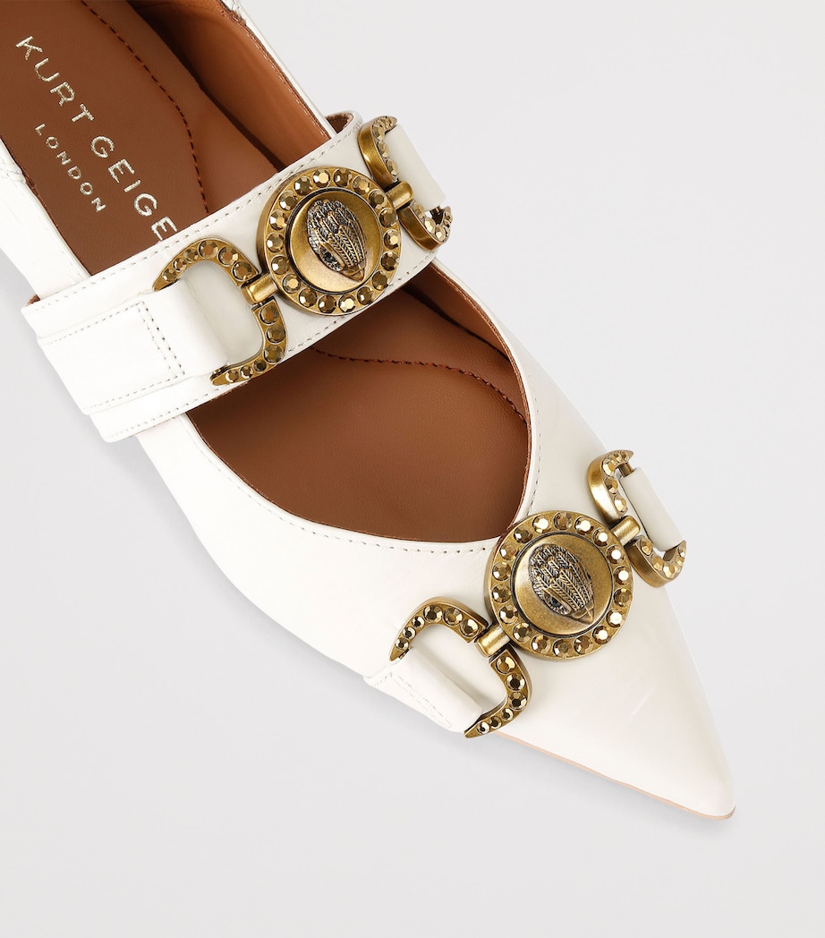 Kurt Geiger London Leather Embellished Mansion Flats Bone Image 3
