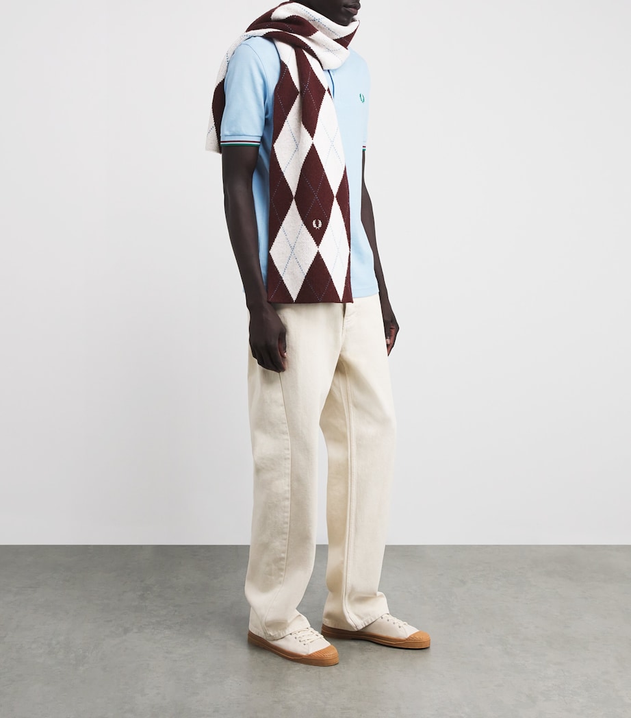 Wool Argyle Scarf 560-ECRU Image 2