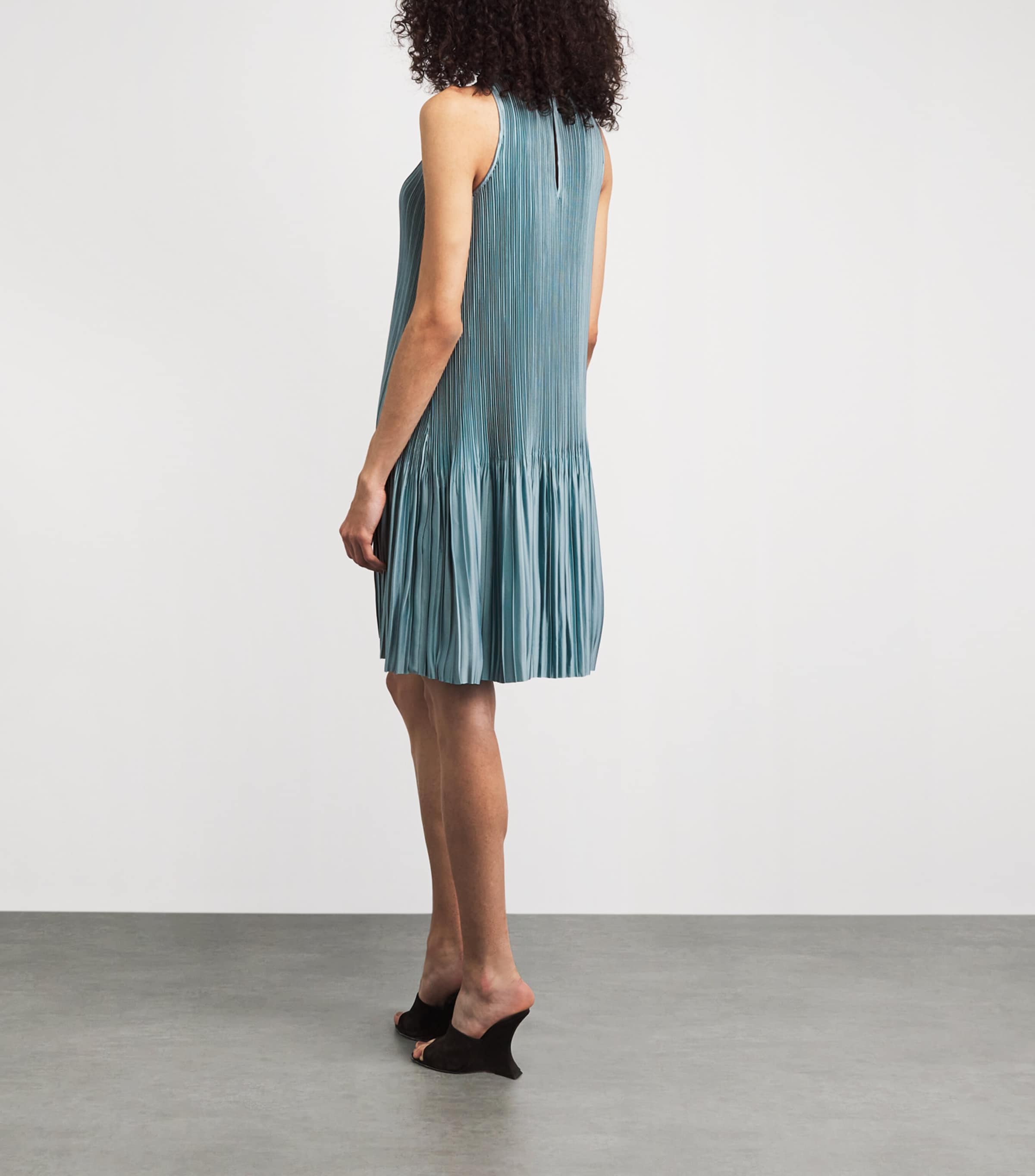 Joseph Womens Satin Pleated Rida Midi Dress Chambray Image 4