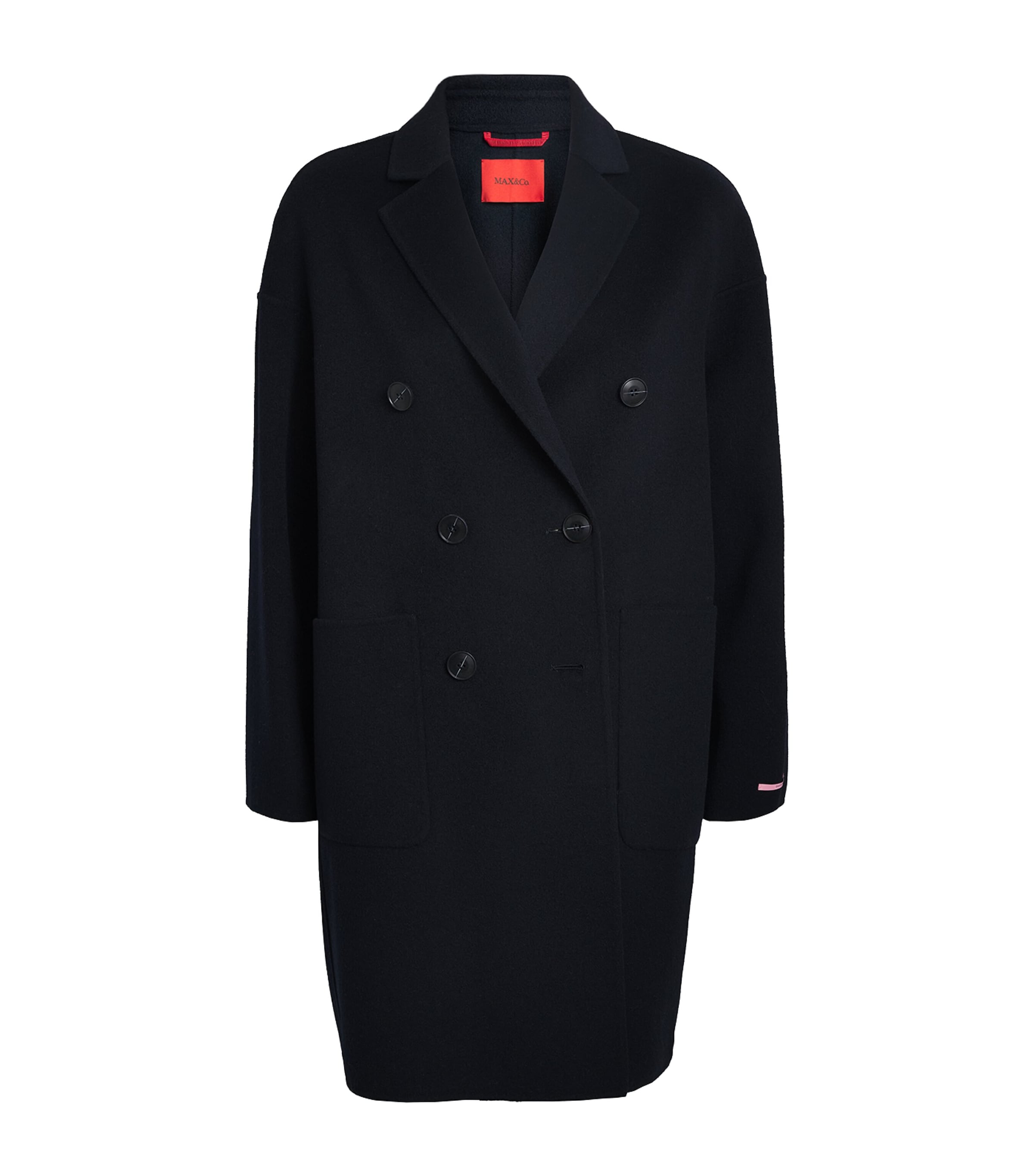 Max & Co Virgin Wool Double-breasted Coat In Blue