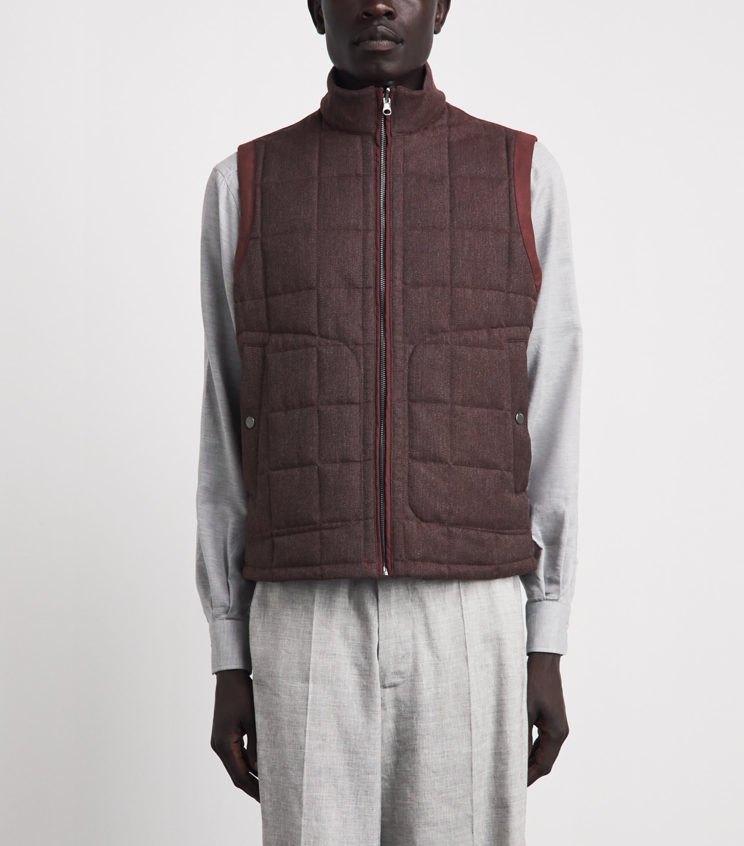 Pal Zileri Mens Reversible Padded Gilet Bordeaux Image 4