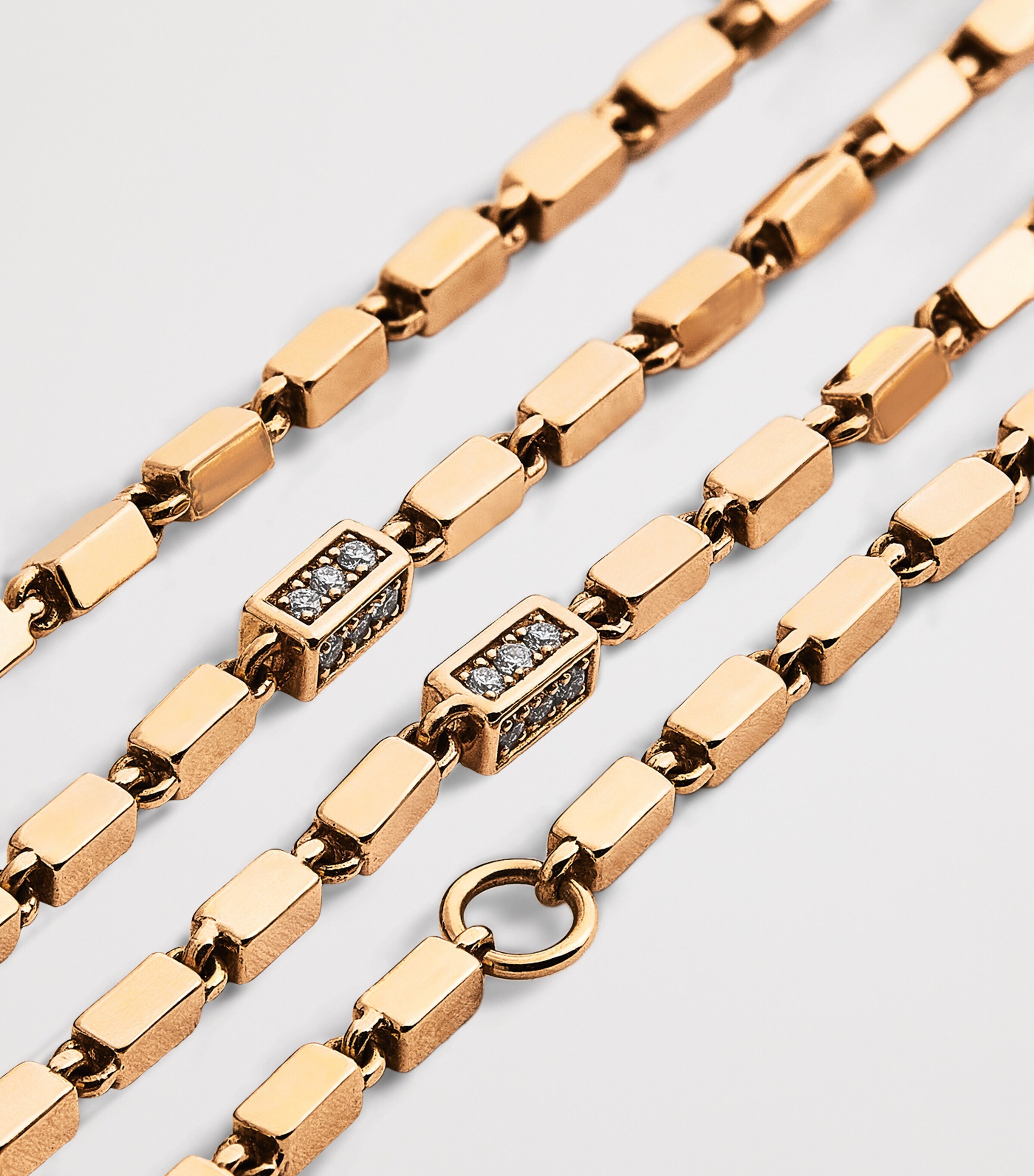 Suzanne Kalan Rose Gold and Diamond Thin Block Chain Necklace Rg/wd Image 5