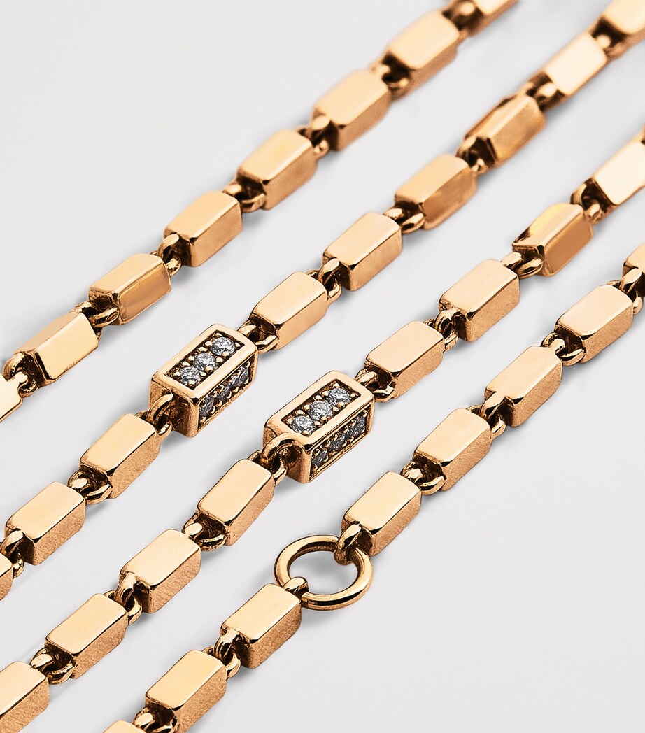 Suzanne Kalan Rose Gold and Diamond Thin Block Chain Necklace Rg/wd Image 5