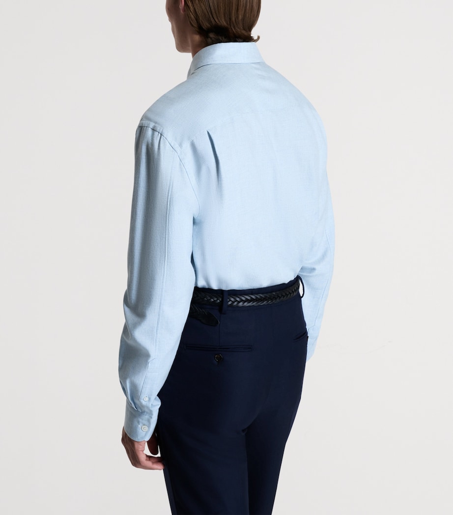 Dunhill Mens Cotton-Cashmere Shirt Blue Image 3