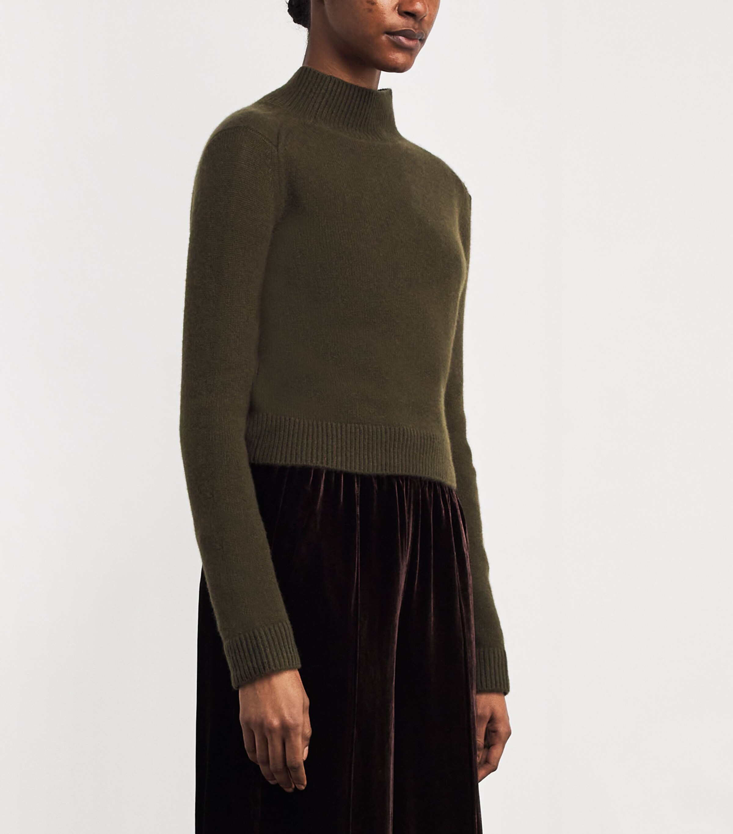 ME+EM Womens Cashmere High Neck Sweater Intense Olive Image 3