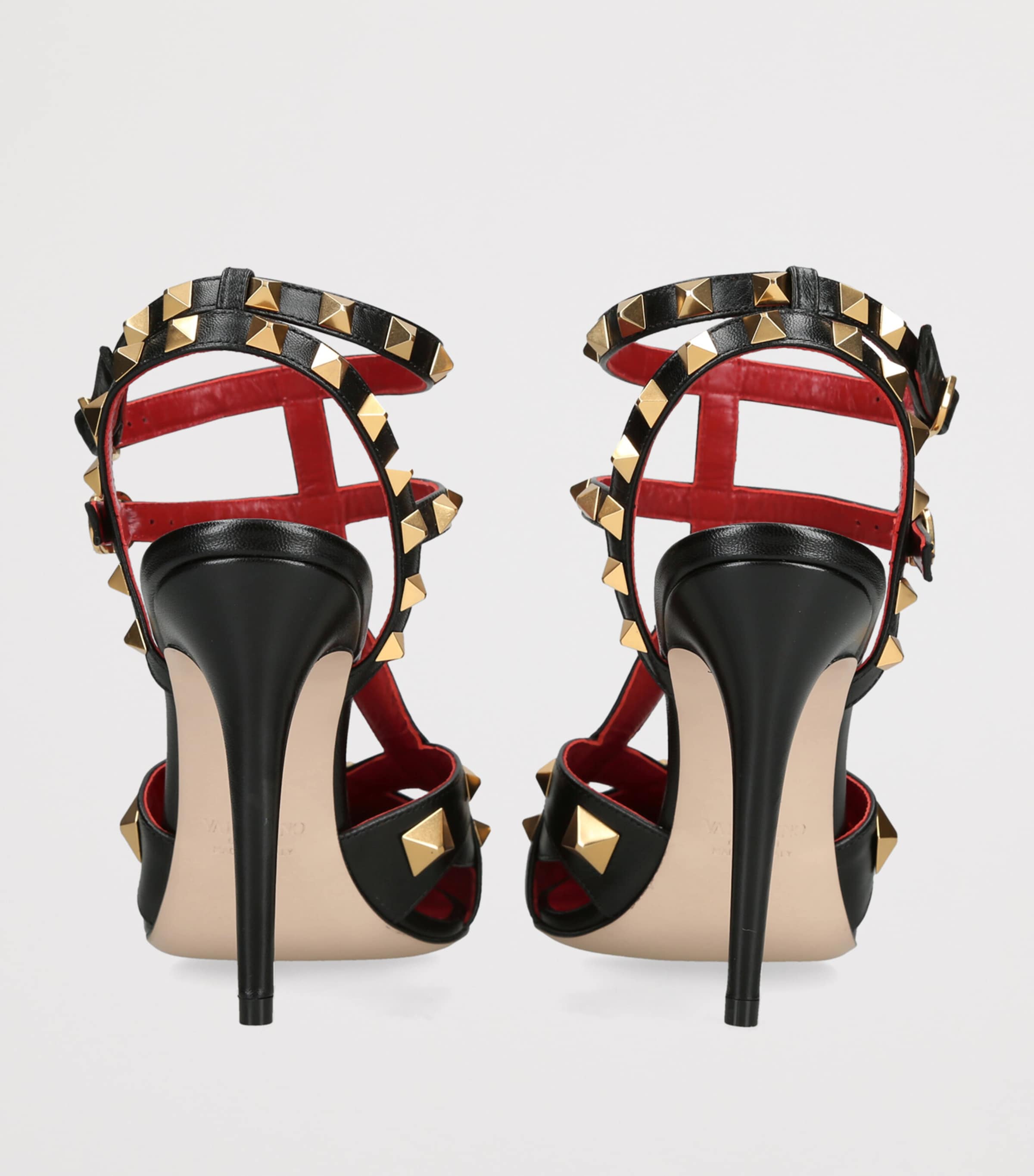 Valentino Garavani Leather Studdy Heeled Sandals 100 Blk/other Image 2