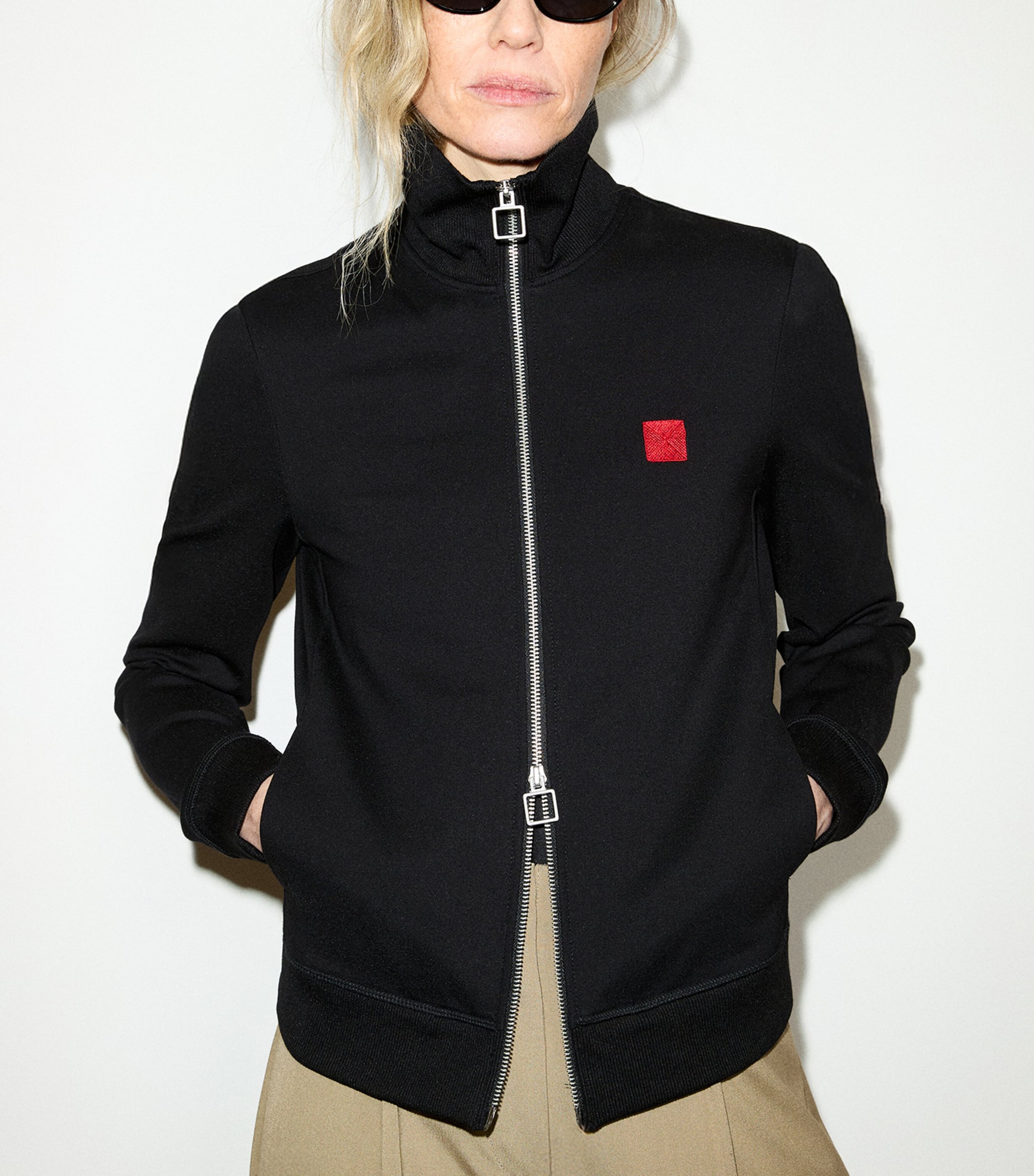 MAX&Co. Womens Two-Way Zip Sweater Black Image 2