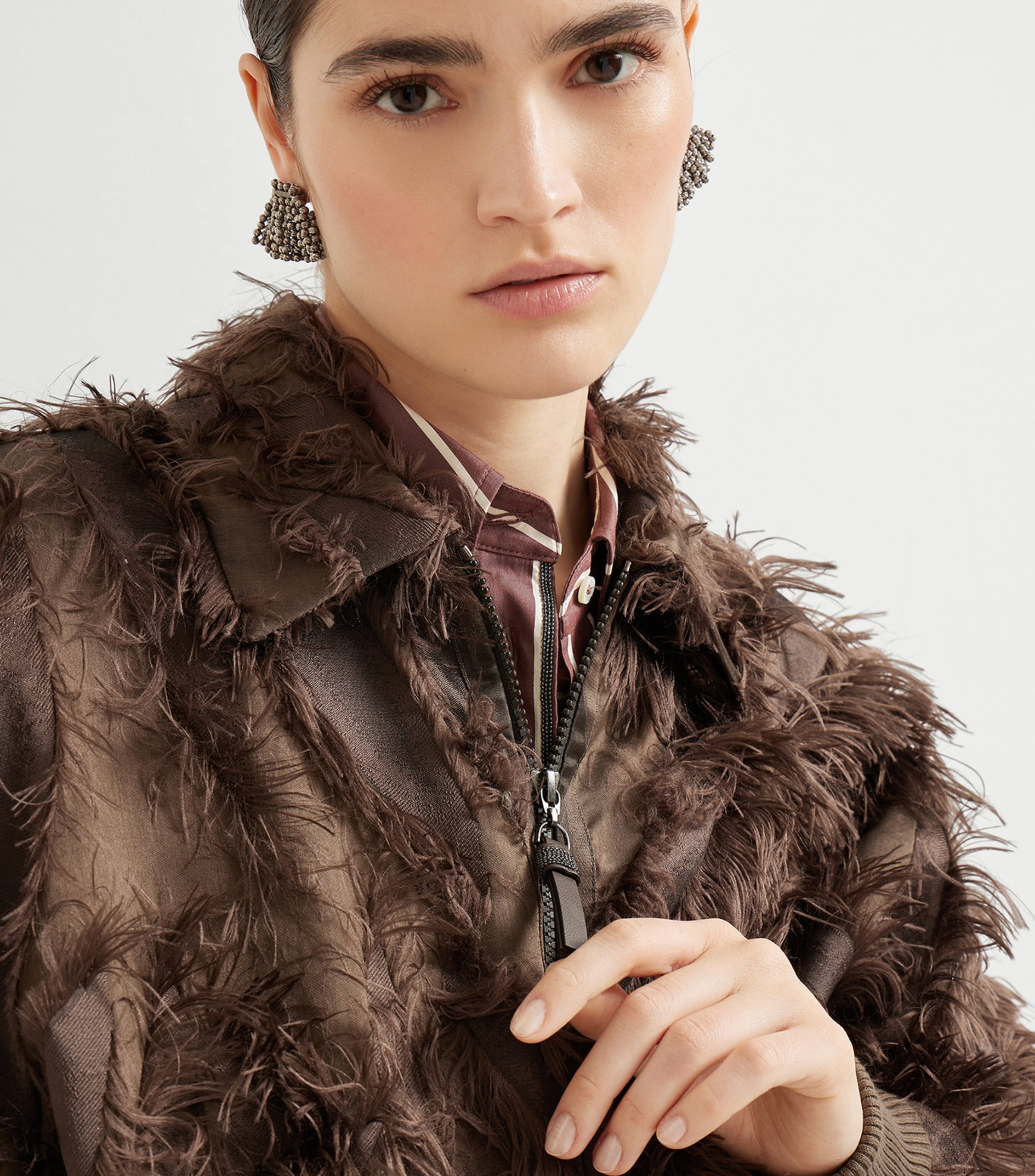 Brunello Cucinelli Brown Fil Coupé Bomber Jacket | Harrods US