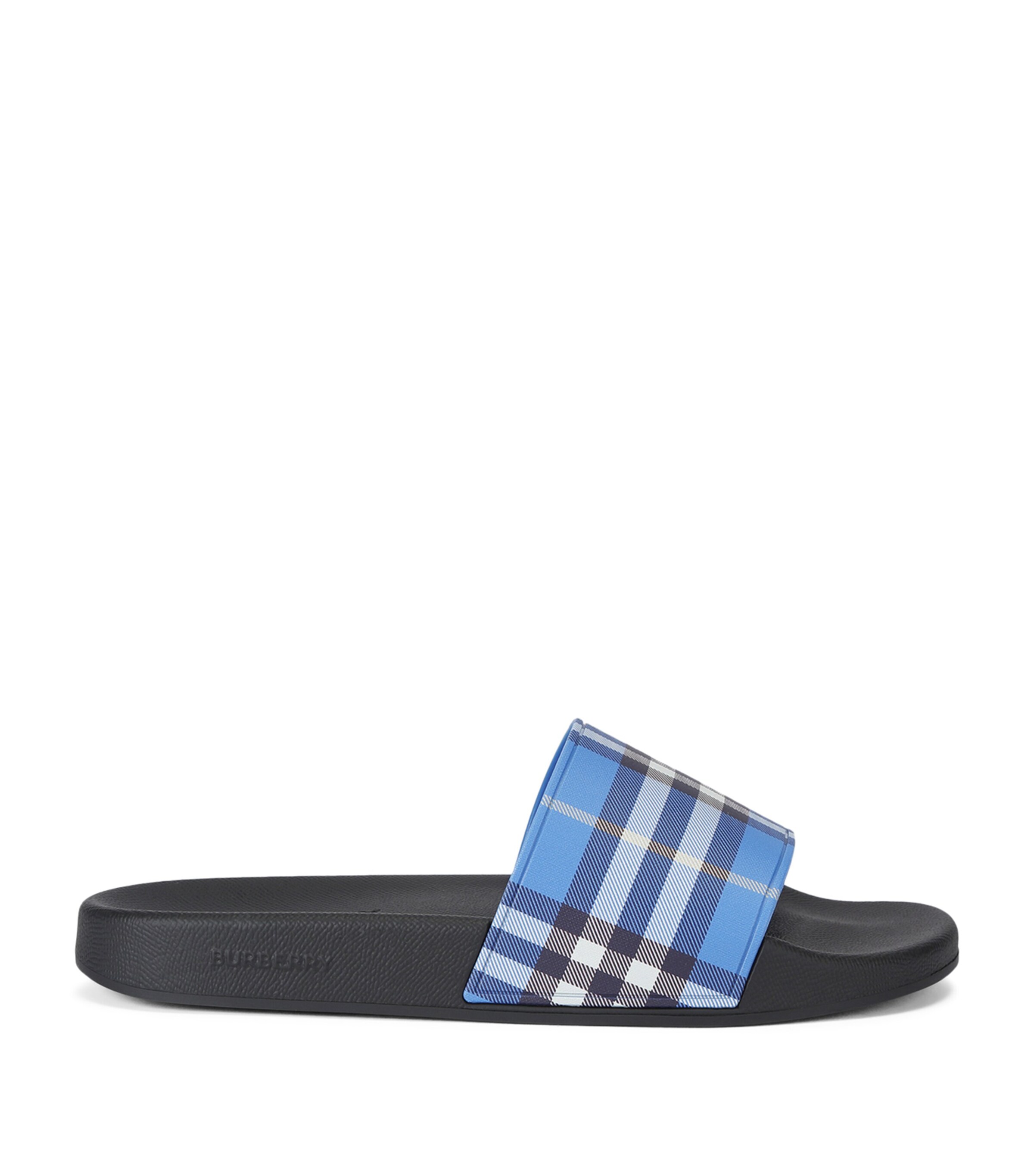 Burberry Check Slides Blue Other Image 1