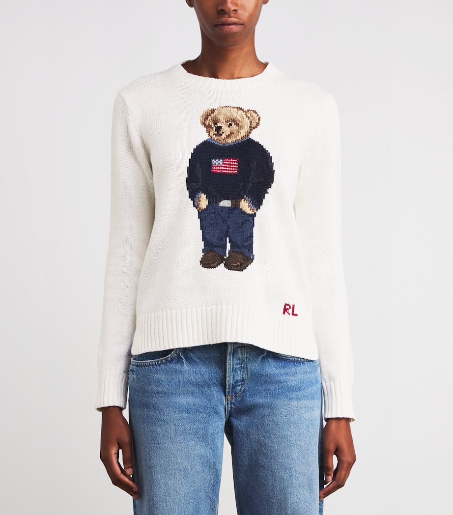 Linen-Cotton Polo Bear Sweater DECKWASH WHITE MULTI Image 3